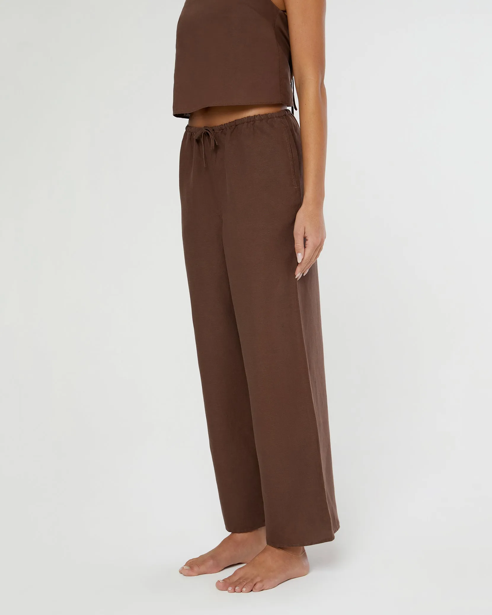 Air Linen Drawstring Pant | Hickory