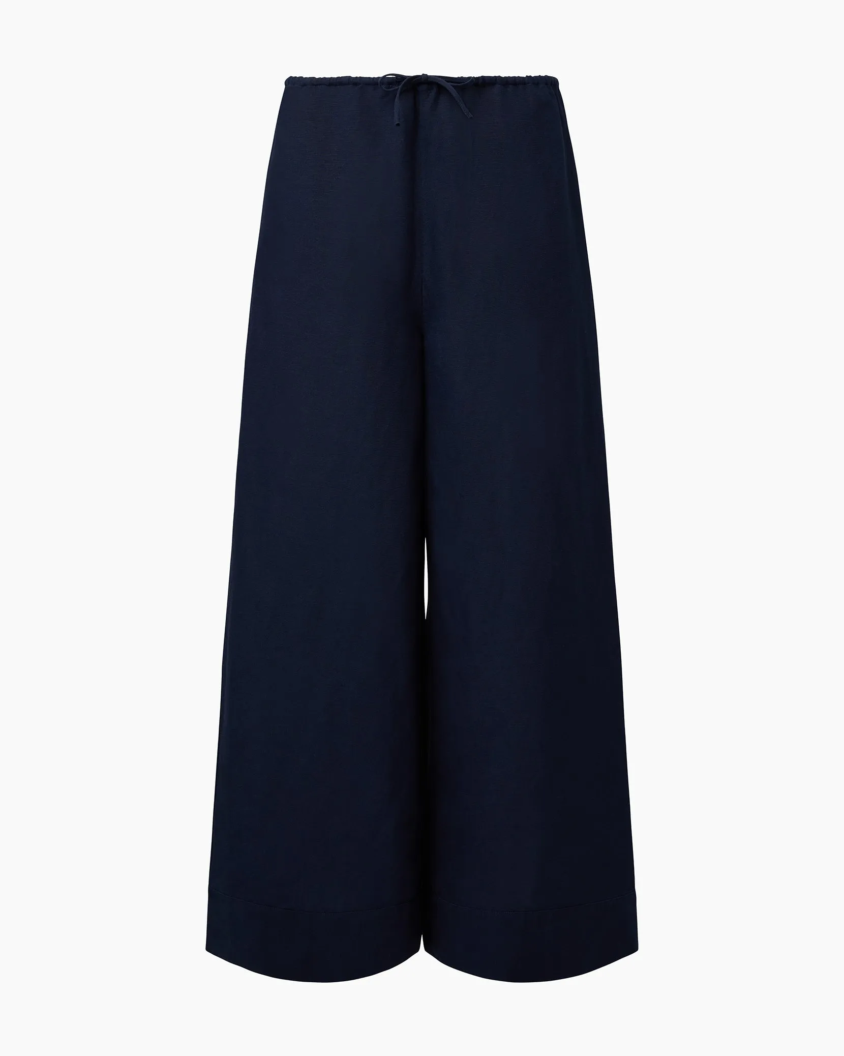 Air Linen Wide Leg Drawstring Pant | Deep Navy