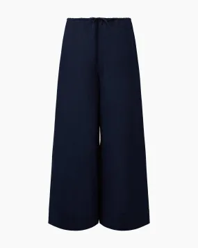 Air Linen Wide Leg Drawstring Pant | Deep Navy