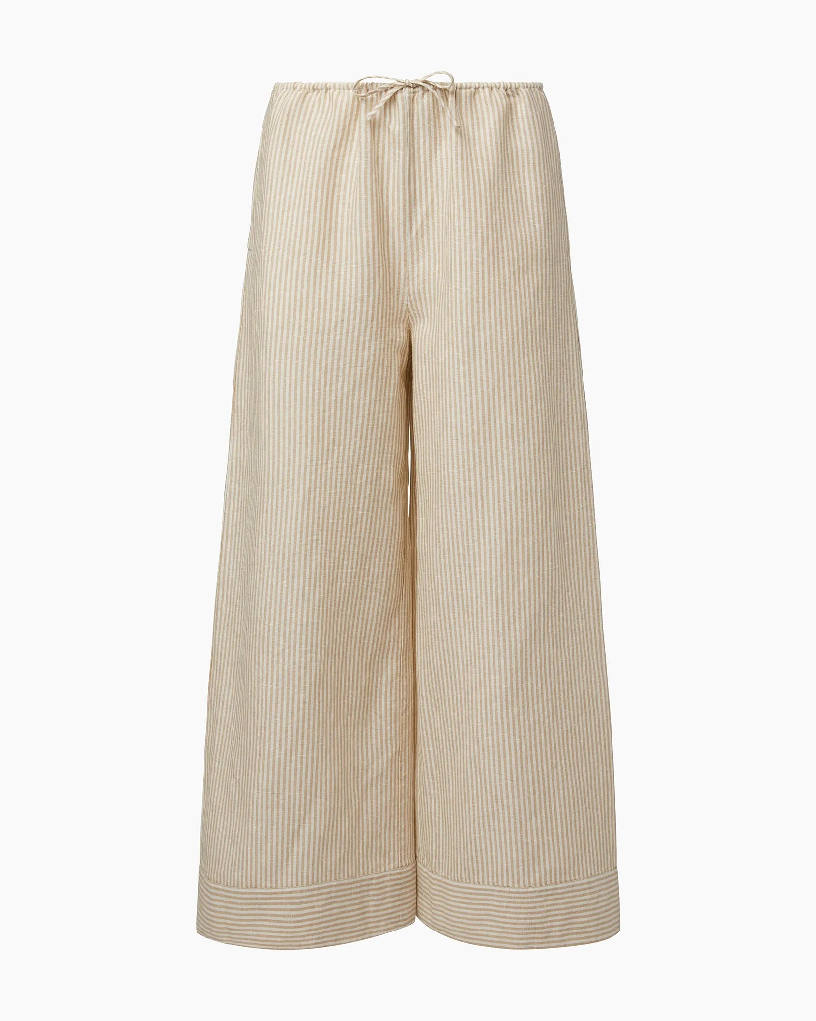 Air Linen Wide Leg Drawstring Pant | Jute/White