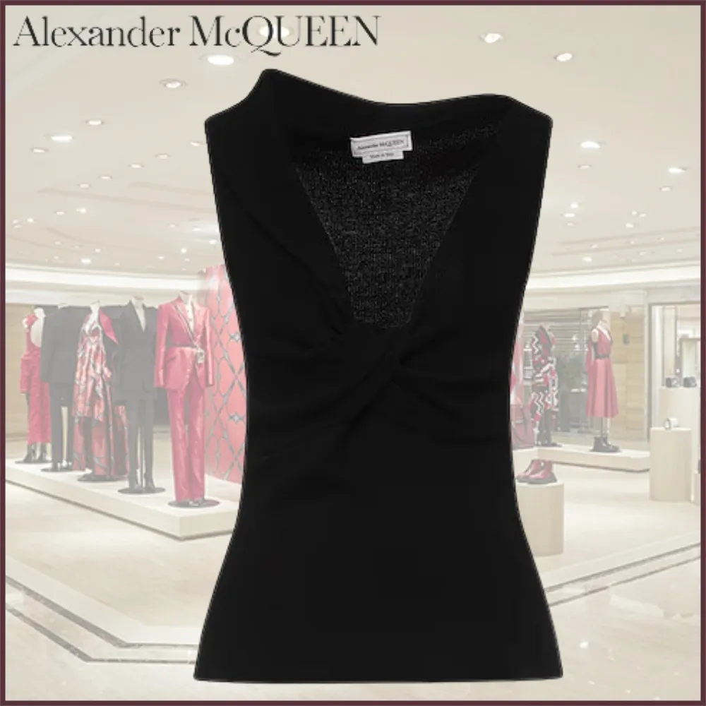 alexander mcqueen  |Casual Style Wool Sleeveless Street Style V-Neck Plain