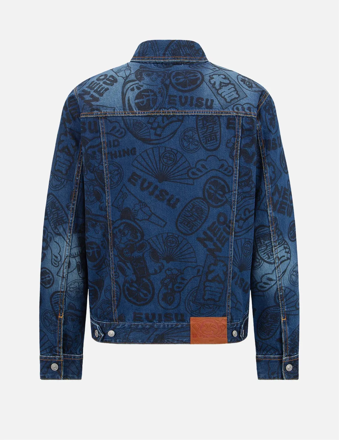 Allover EVISU Squad Discharge-Print Denim Jacket