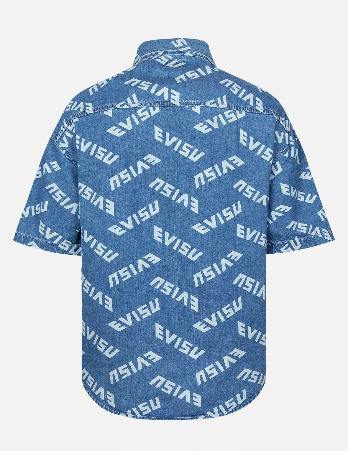 Allover Logo Print Denim Shirt