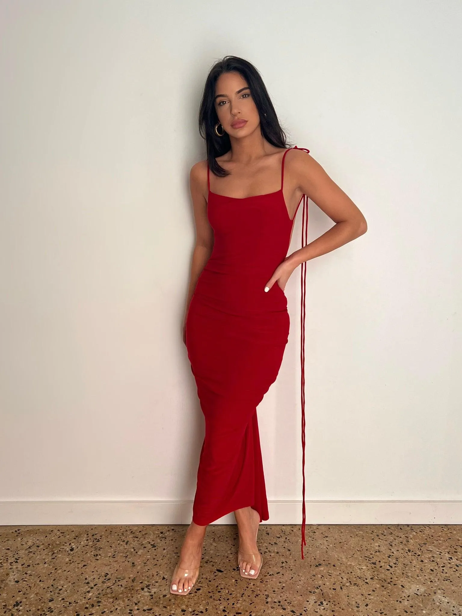 Azari Midi Dress - Red