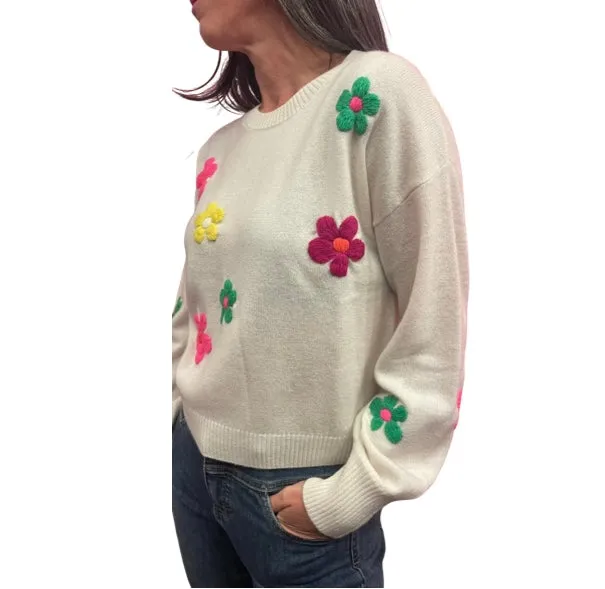 B074 Polly Cashmere Floral Crew Top