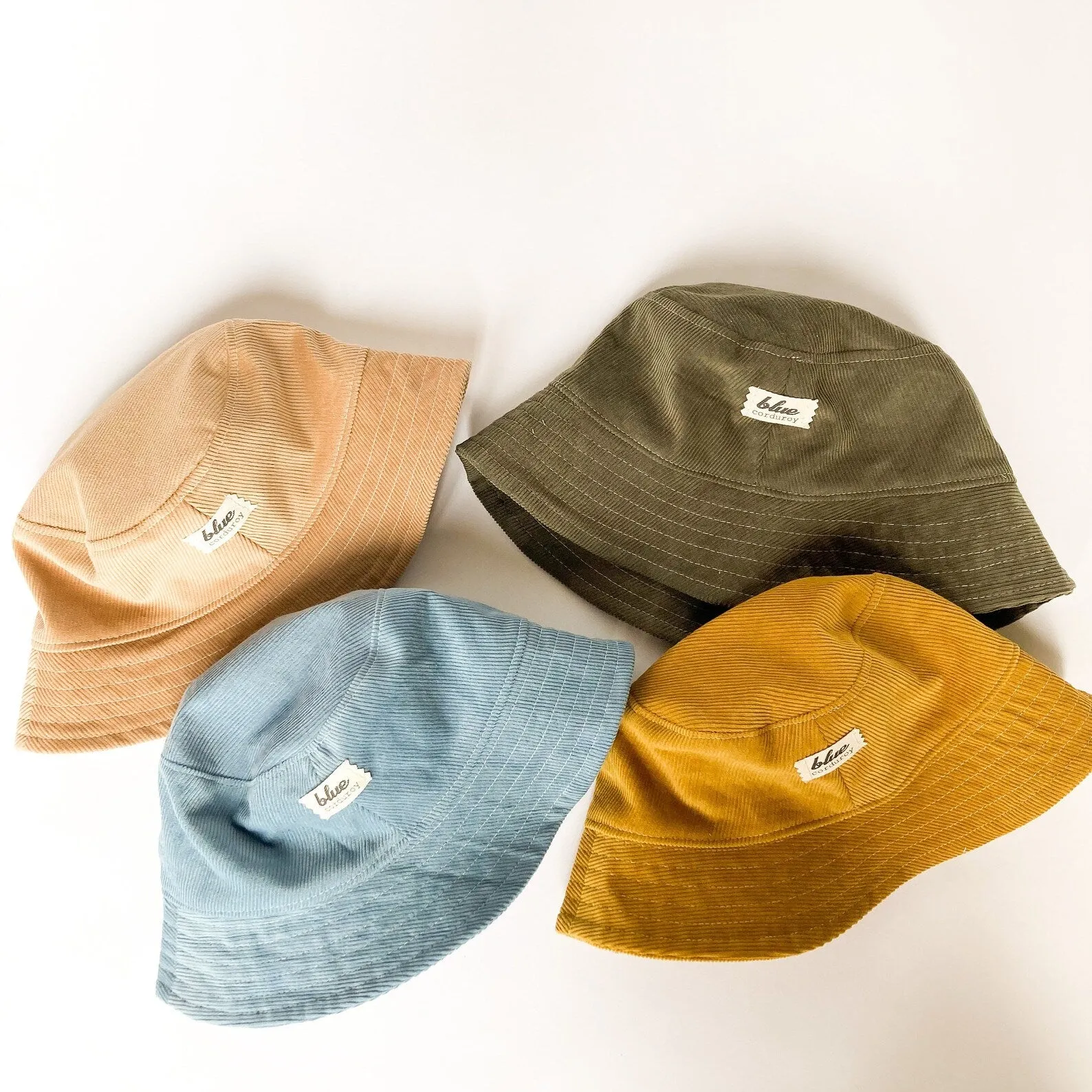 Baby Corduroy Bucket Hat | Tan - Blue Corduroy