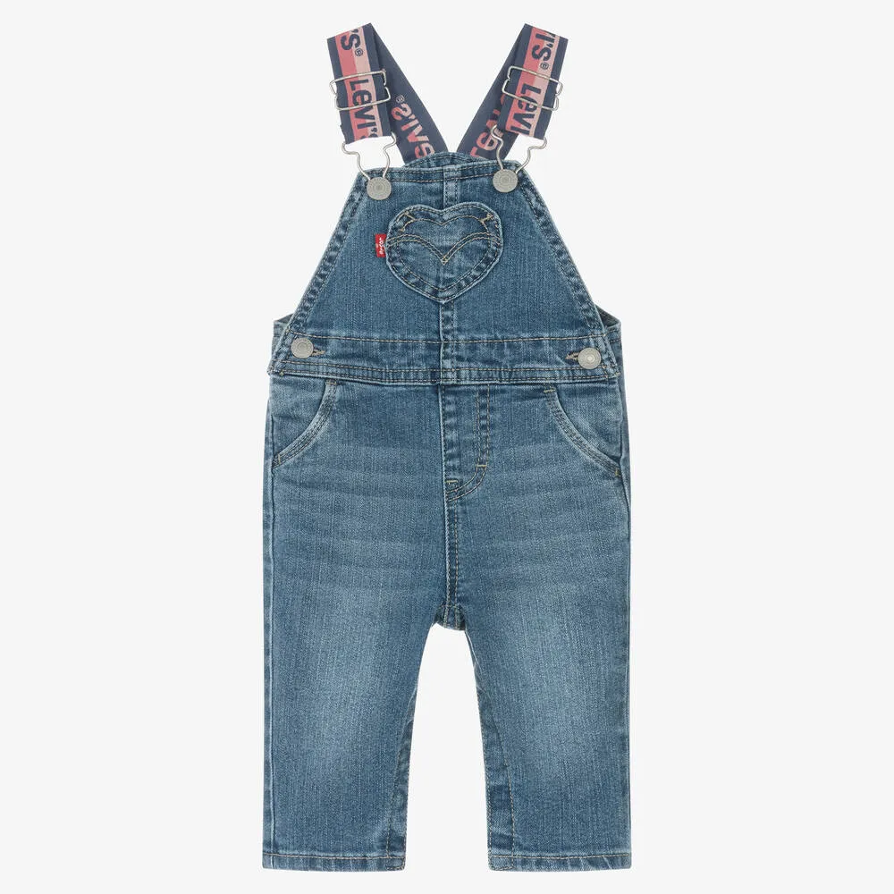 Baby Girls Blue Denim Dungarees