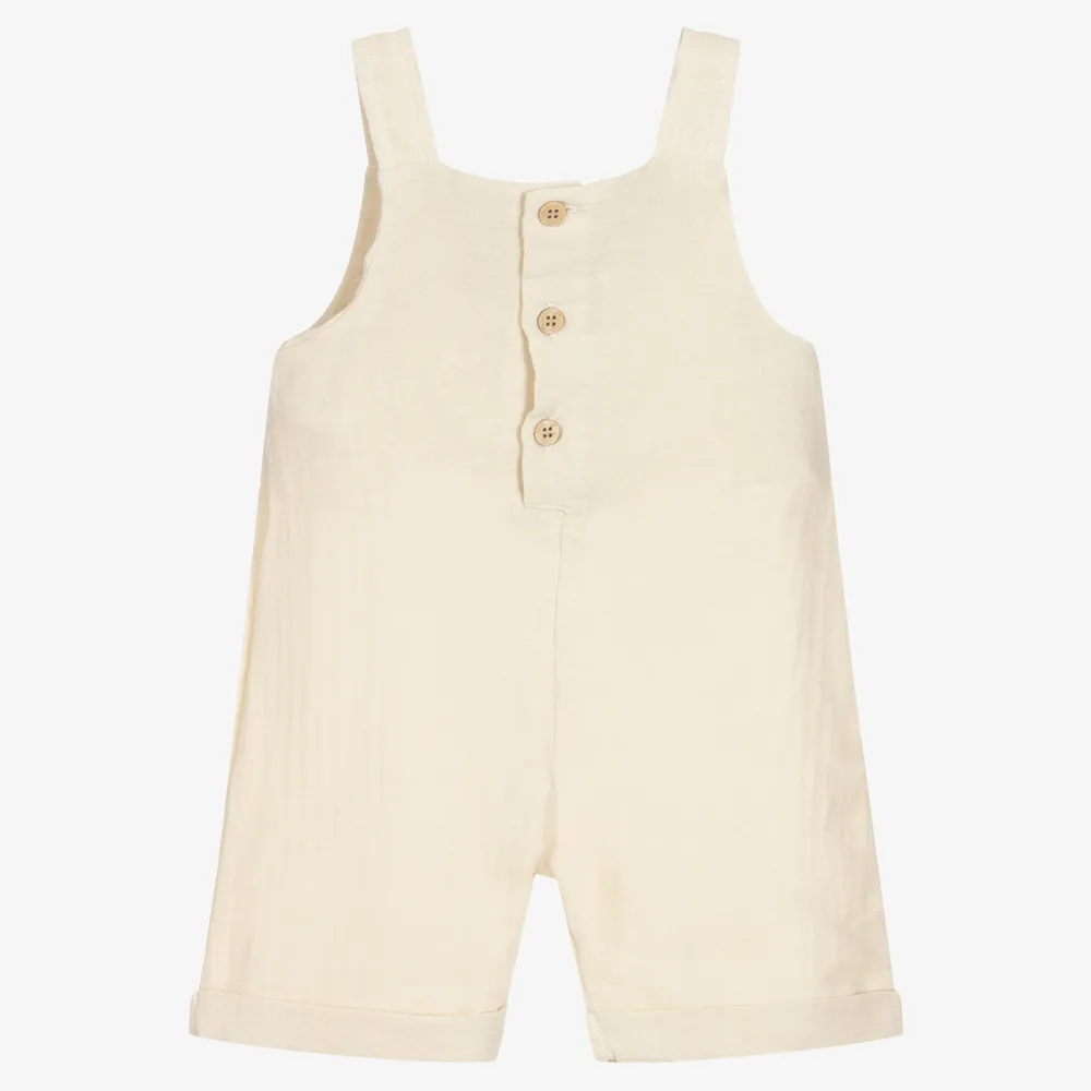 Beige Cheesecloth Dungarees