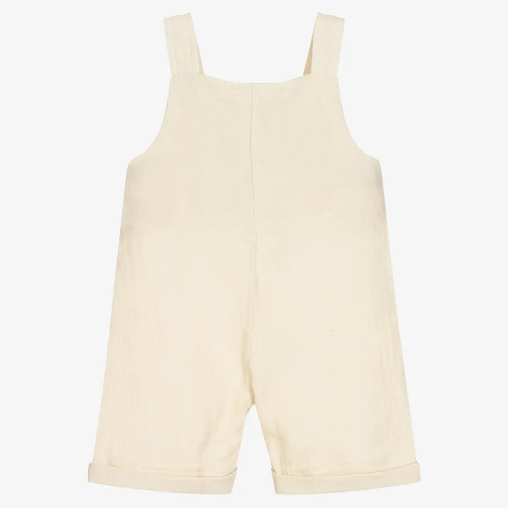 Beige Cheesecloth Dungarees