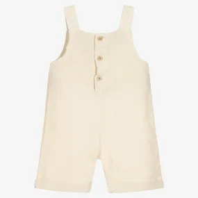 Beige Cheesecloth Dungarees