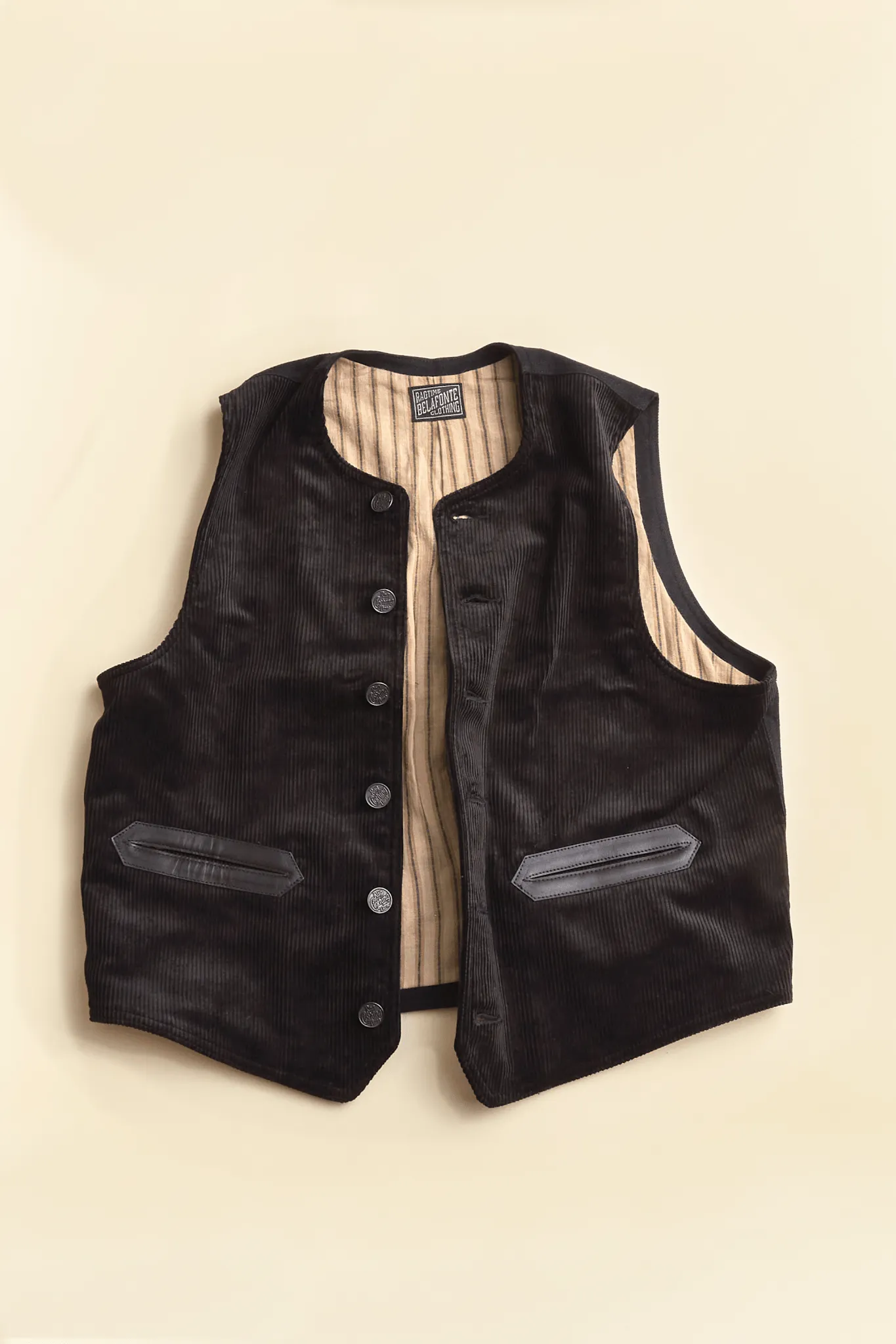 Belafonte Ragtime Civilian Deck Vest Corduroy - Black