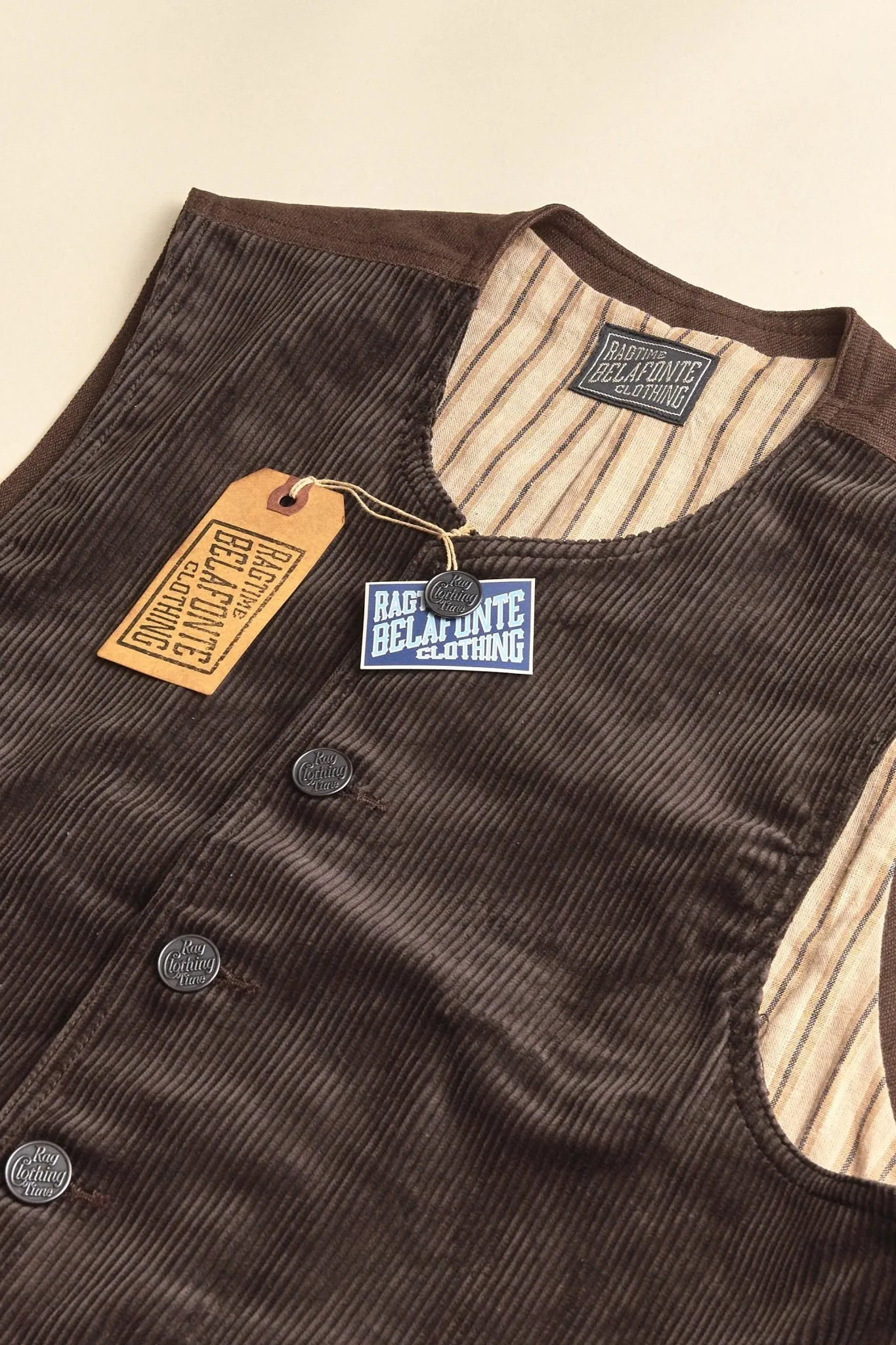 Belafonte Ragtime Civilian Deck Vest Corduroy - Brown