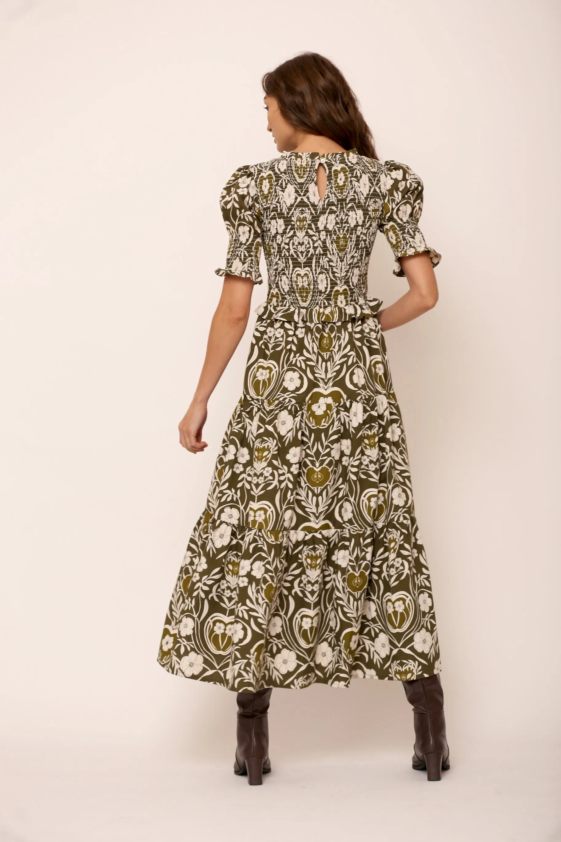 Beyond by Vera Klara Dress-Orchard Olive