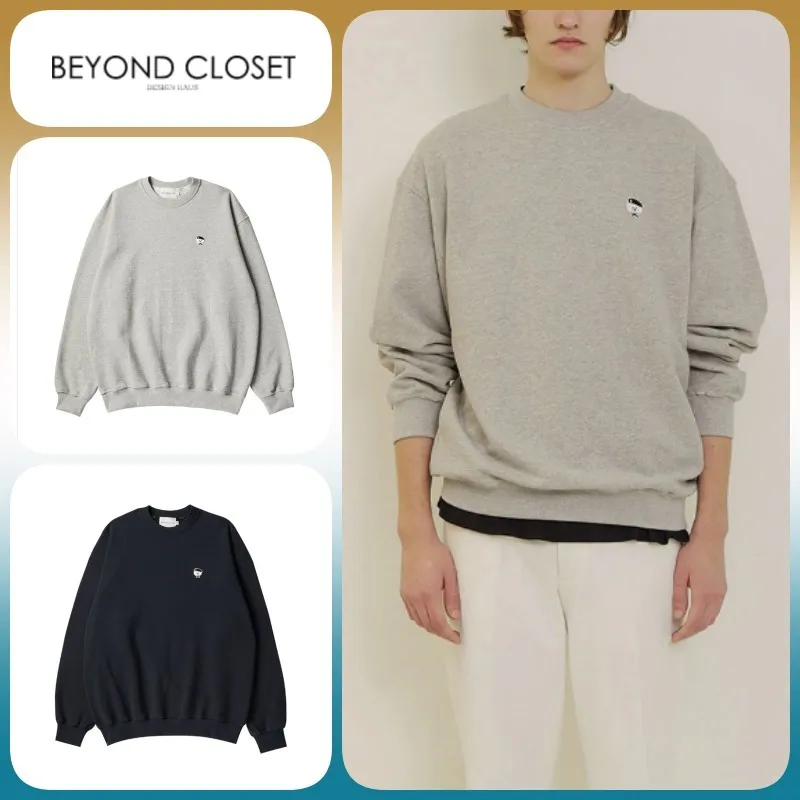 beyond closet  |Unisex U-Neck Long Sleeves Cotton Sweatshirts