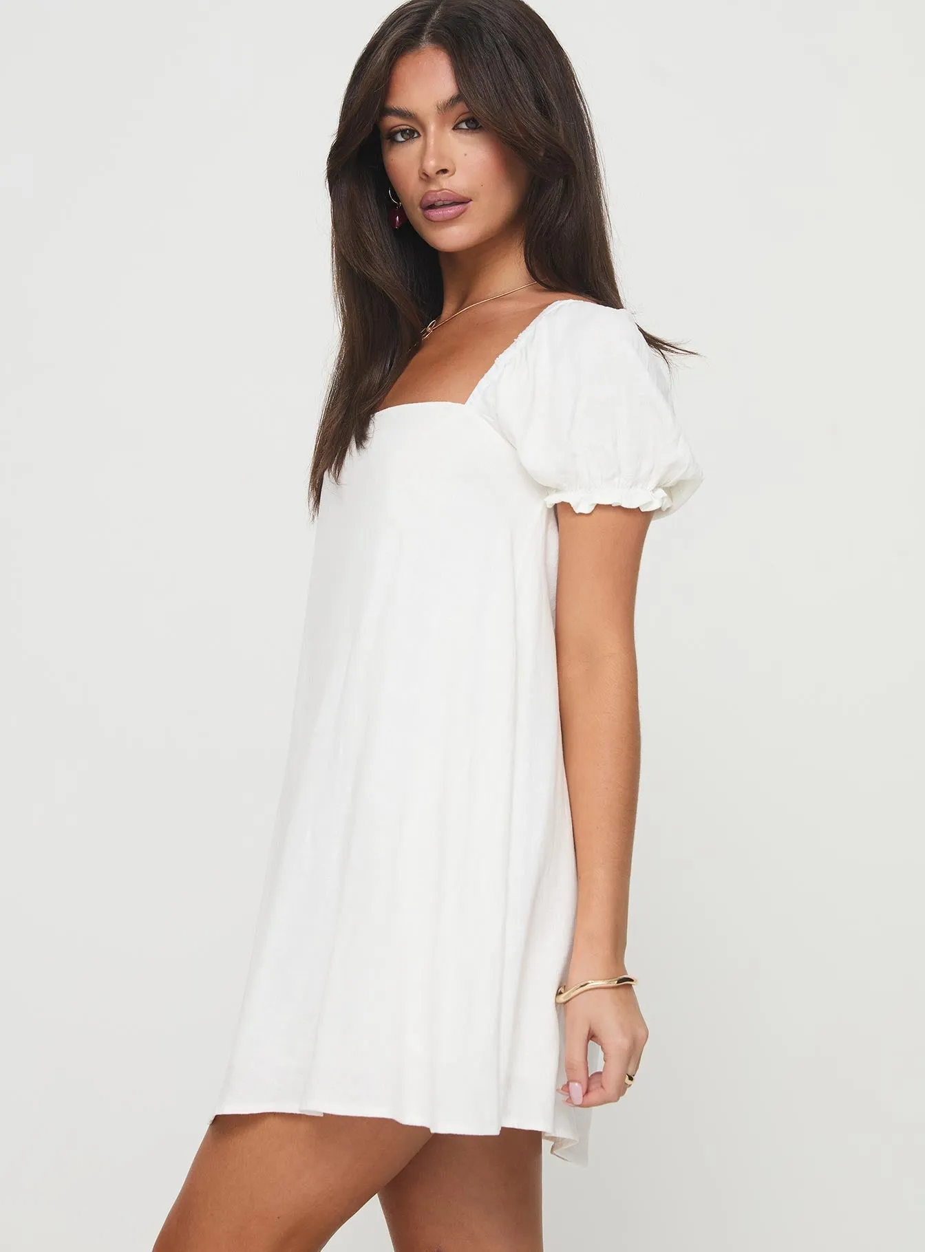 Beyond Linen Blend Mini Dress White