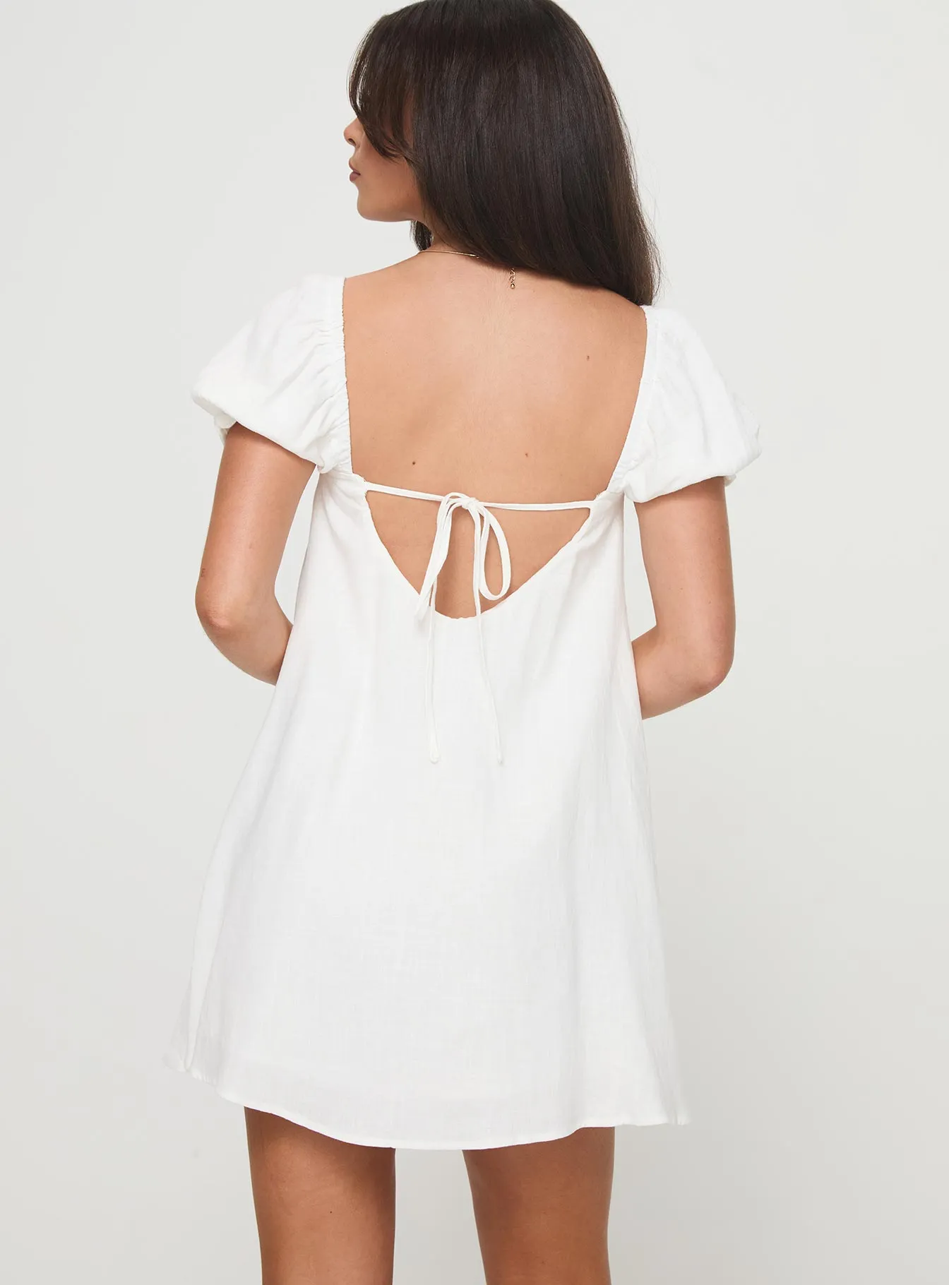 Beyond Linen Blend Mini Dress White