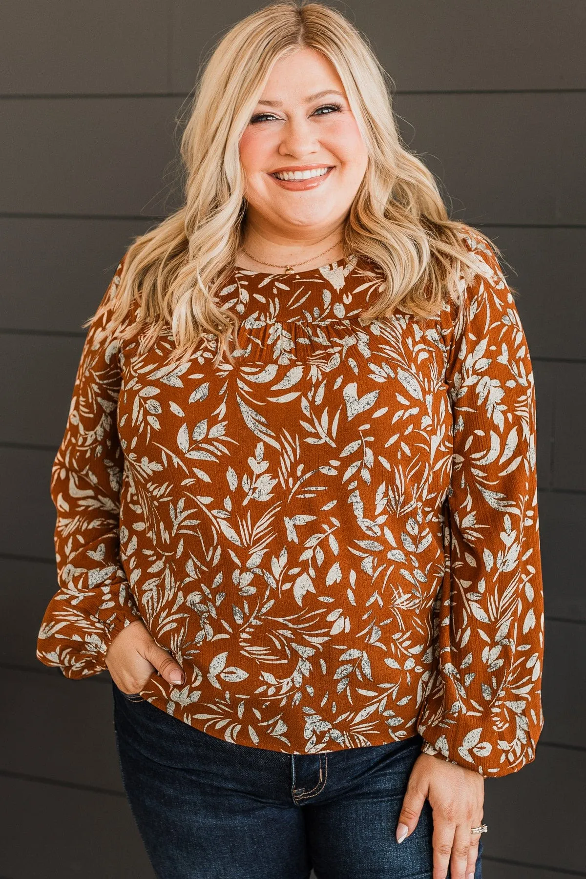 Beyond Lovely Floral Blouse- Rust