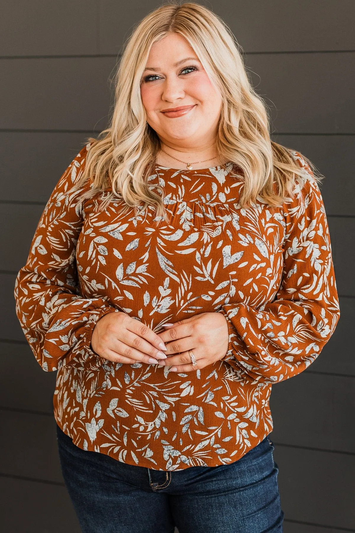 Beyond Lovely Floral Blouse- Rust