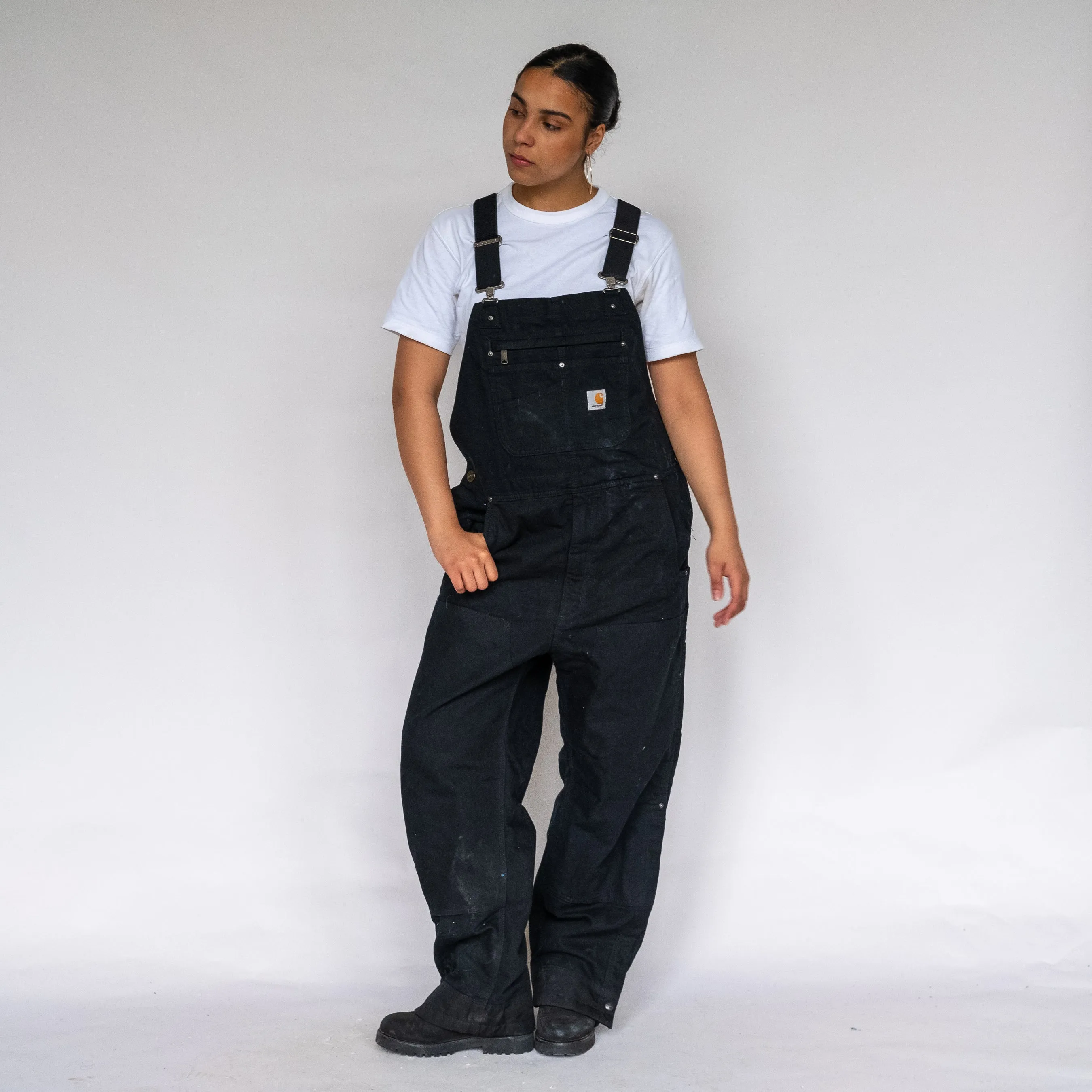 BLACK 90S CARHARTT CANVAS BAGGY DUNGAREES (