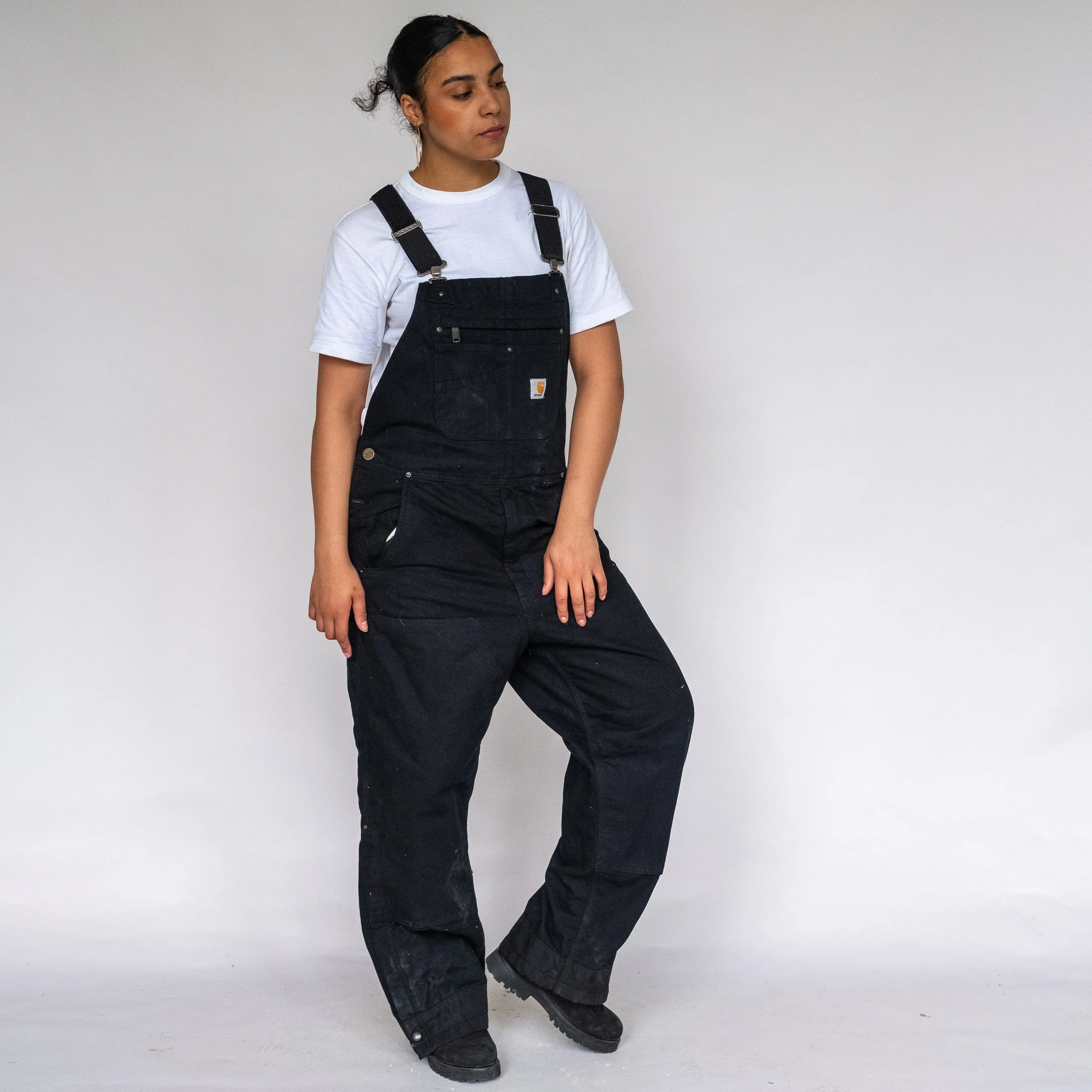 BLACK 90S CARHARTT CANVAS BAGGY DUNGAREES (