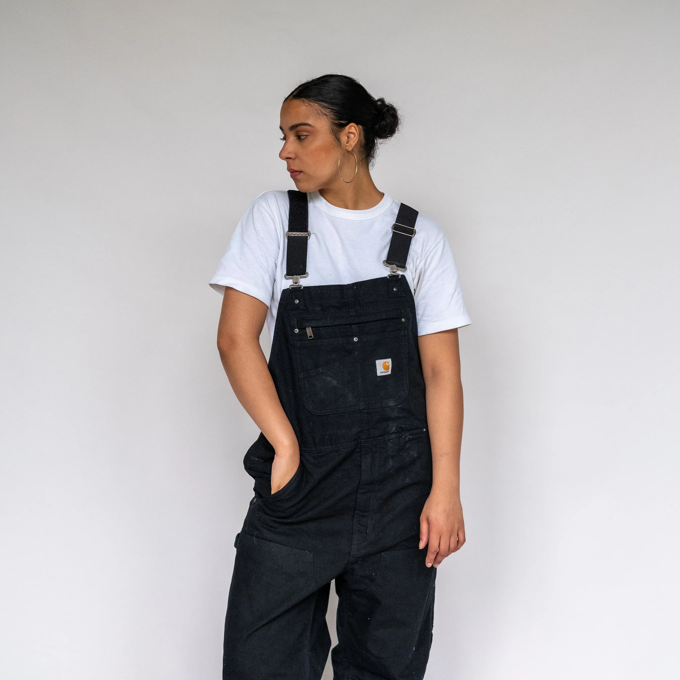 BLACK 90S CARHARTT CANVAS BAGGY DUNGAREES (