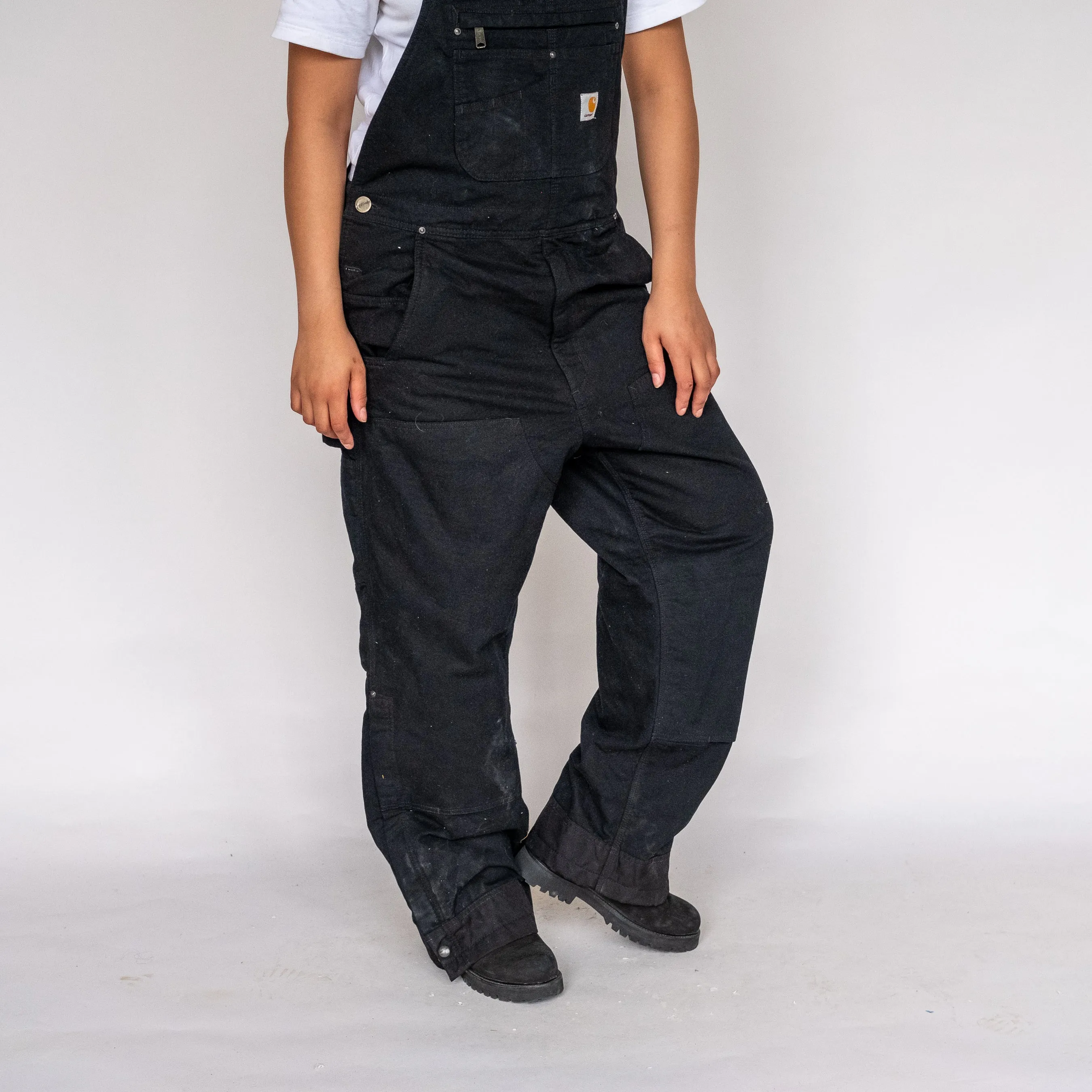 BLACK 90S CARHARTT CANVAS BAGGY DUNGAREES (