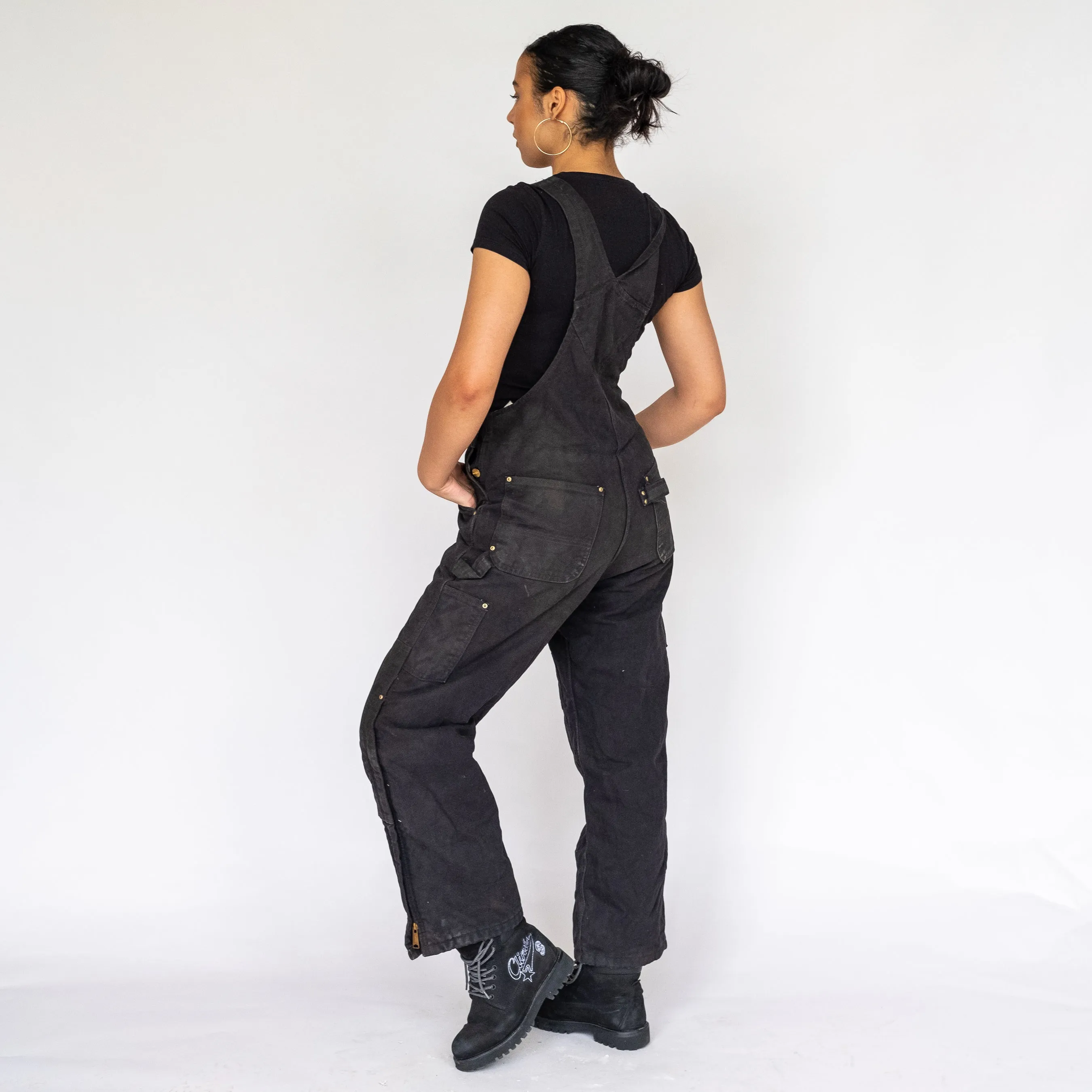 BLACK 90S CARHARTT DENIM BAGGY DUNGAREES (