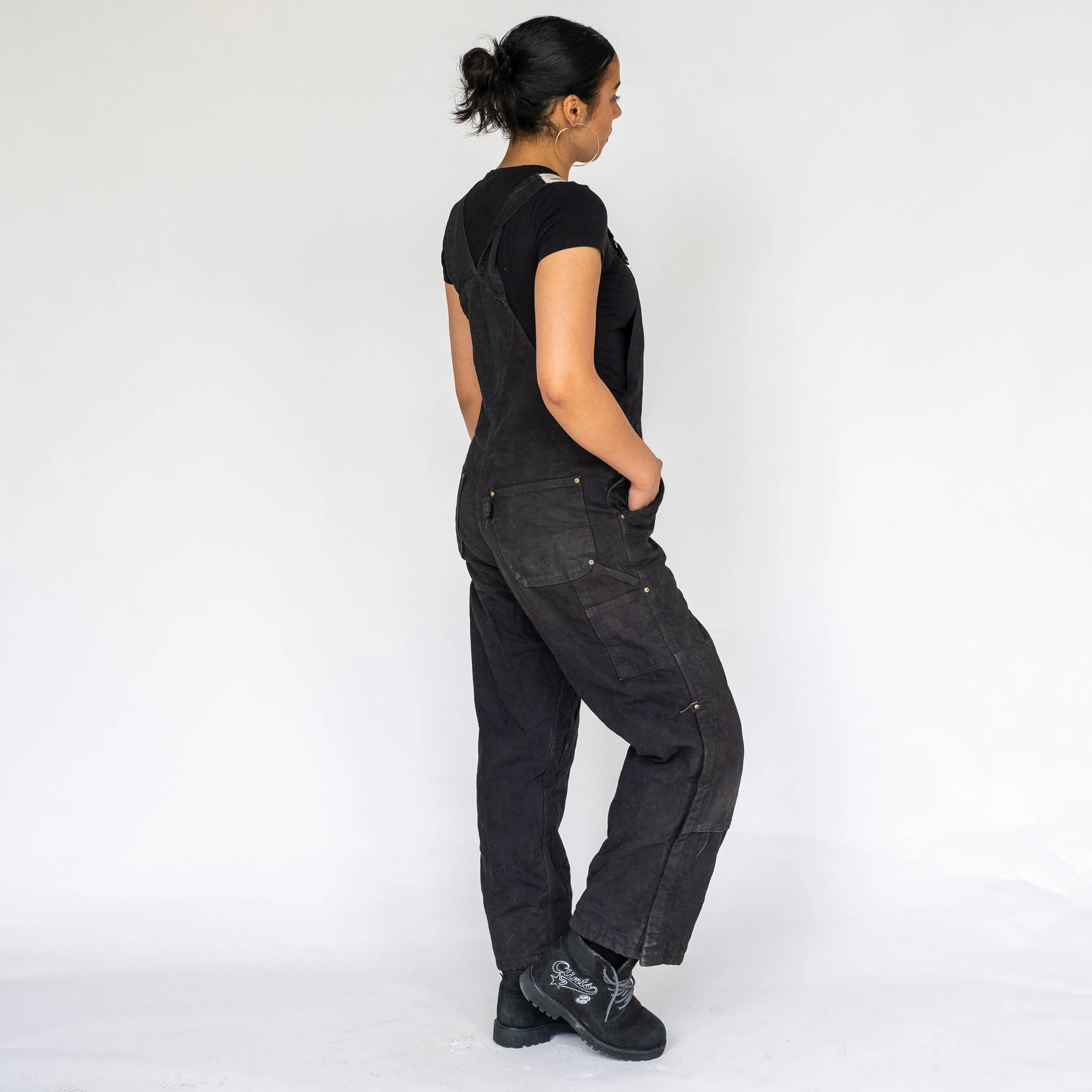 BLACK 90S CARHARTT DENIM BAGGY DUNGAREES (