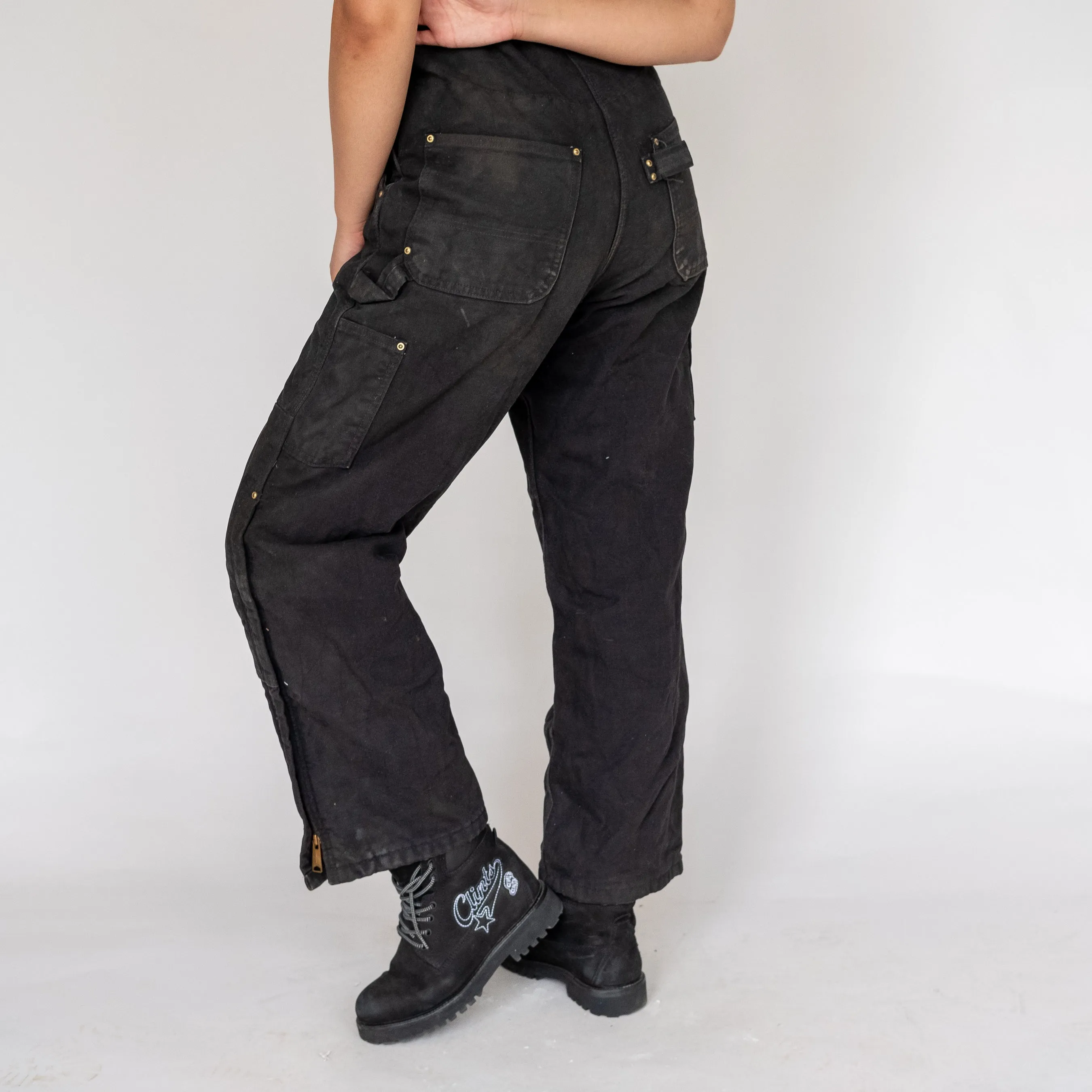 BLACK 90S CARHARTT DENIM BAGGY DUNGAREES (