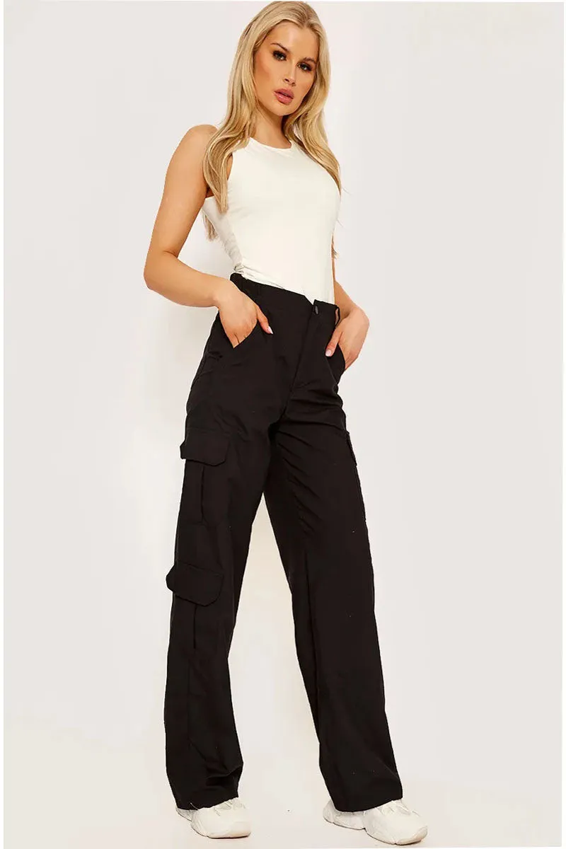 Black Cargo Flares - Wide Leg