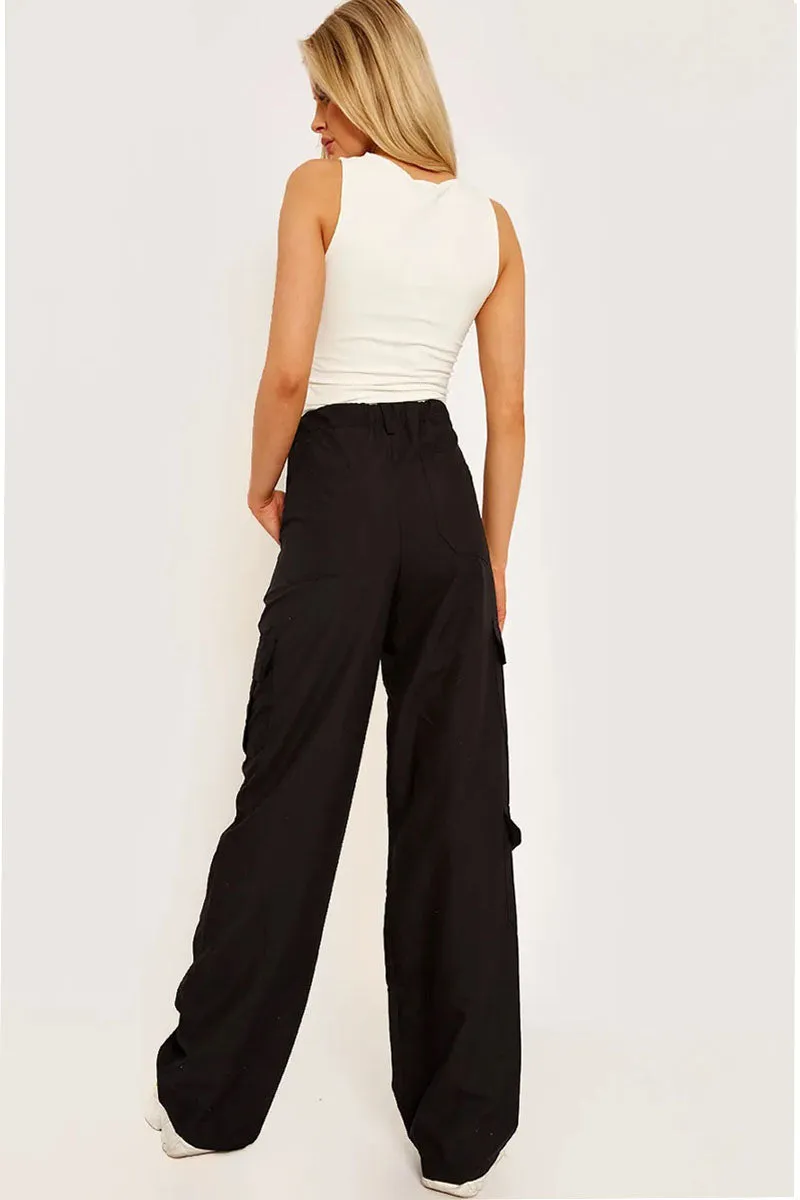 Black Cargo Flares - Wide Leg