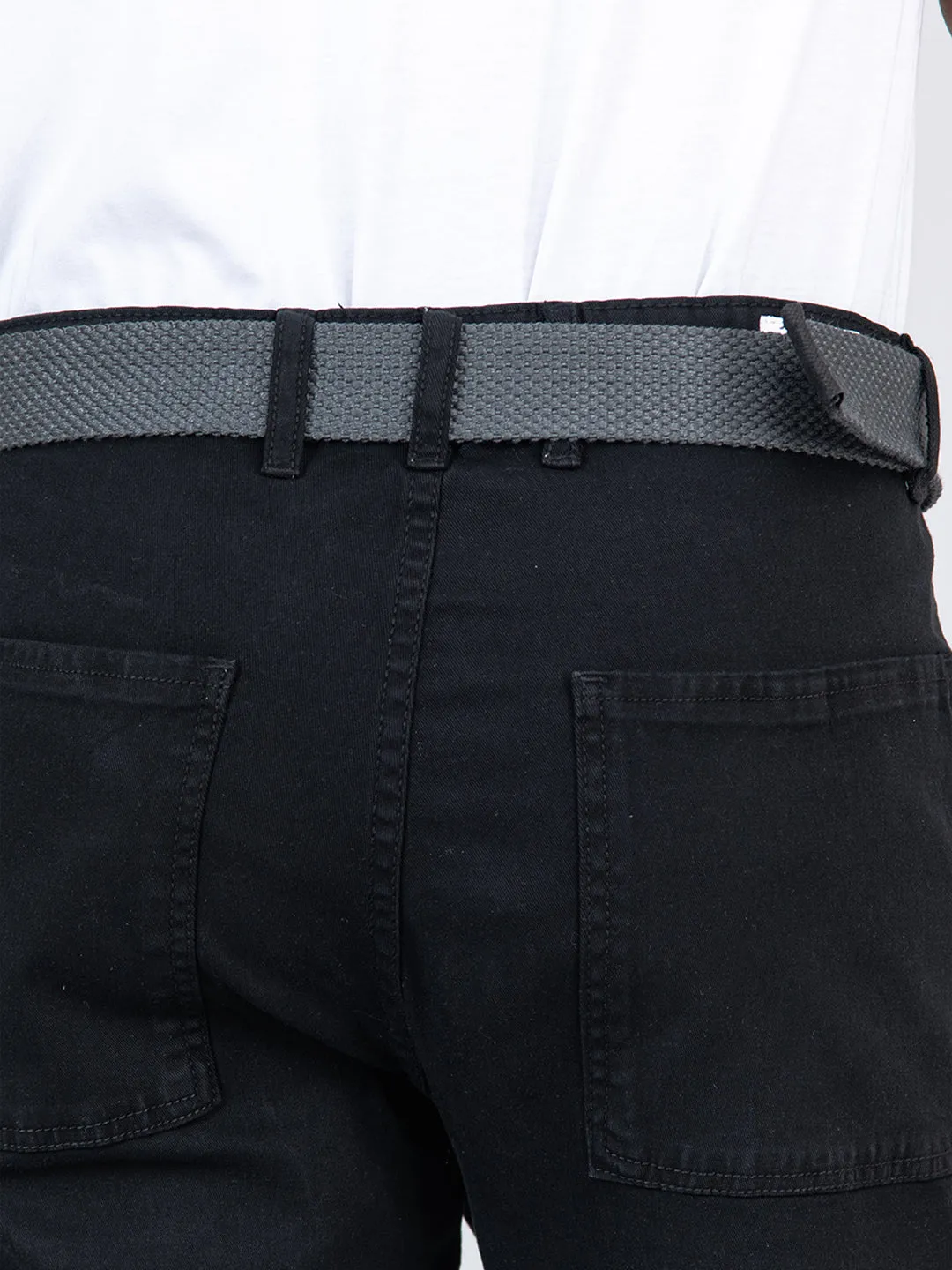 Black Flared Straight Fit Cargo Pants