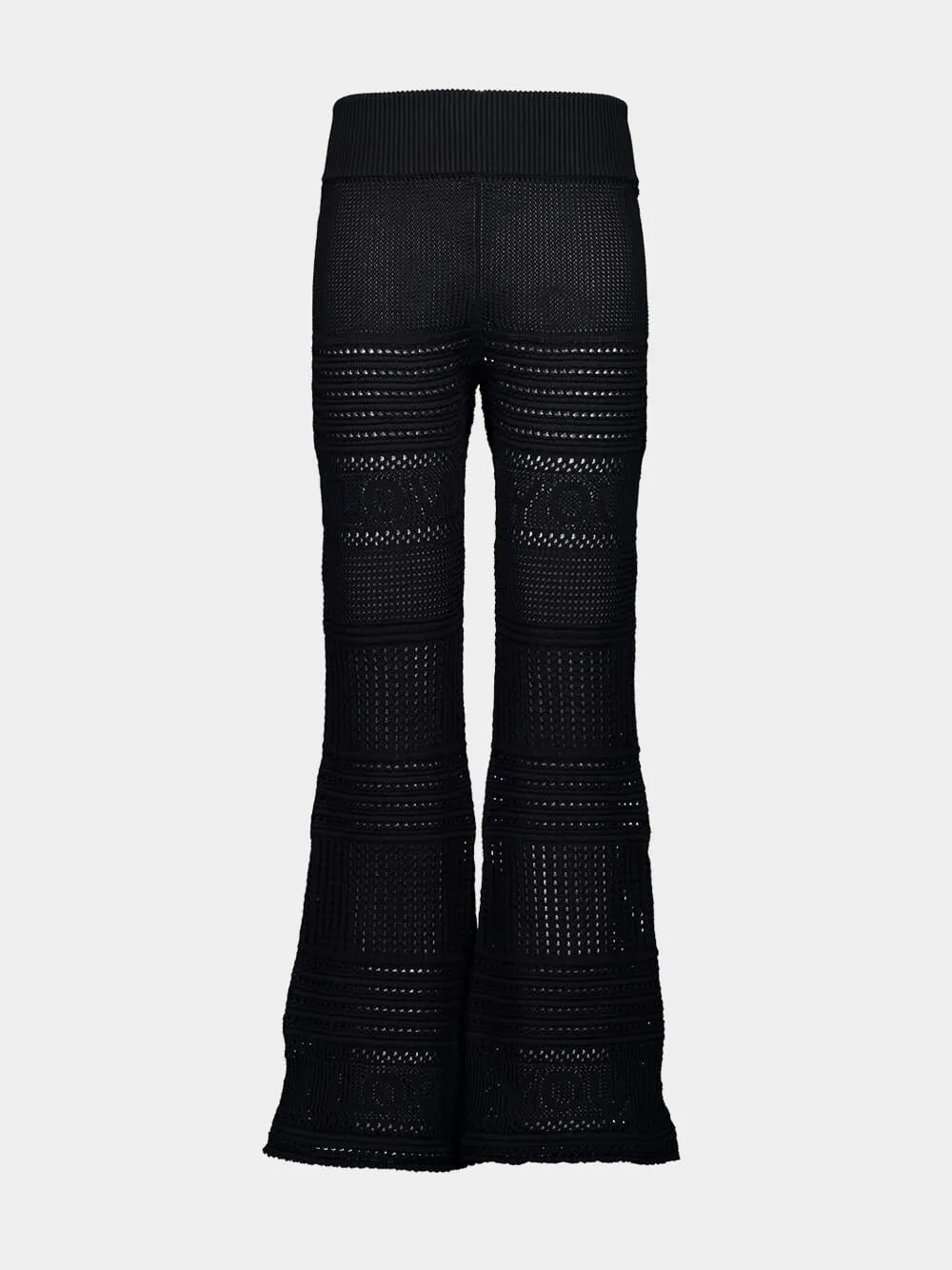 Black Knit Flared Trousers