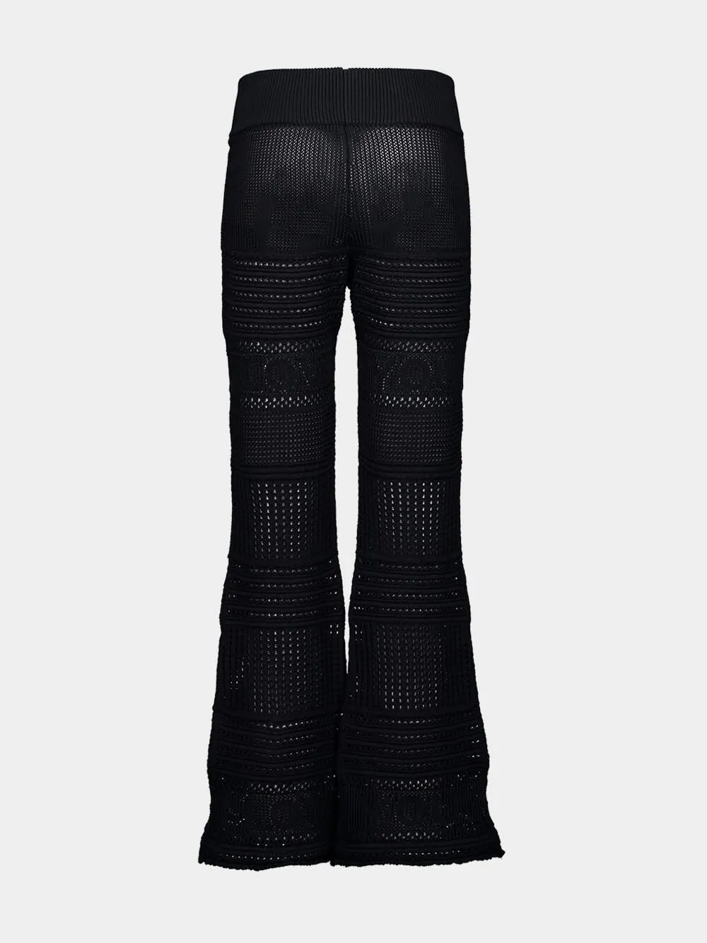 Black Knit Flared Trousers