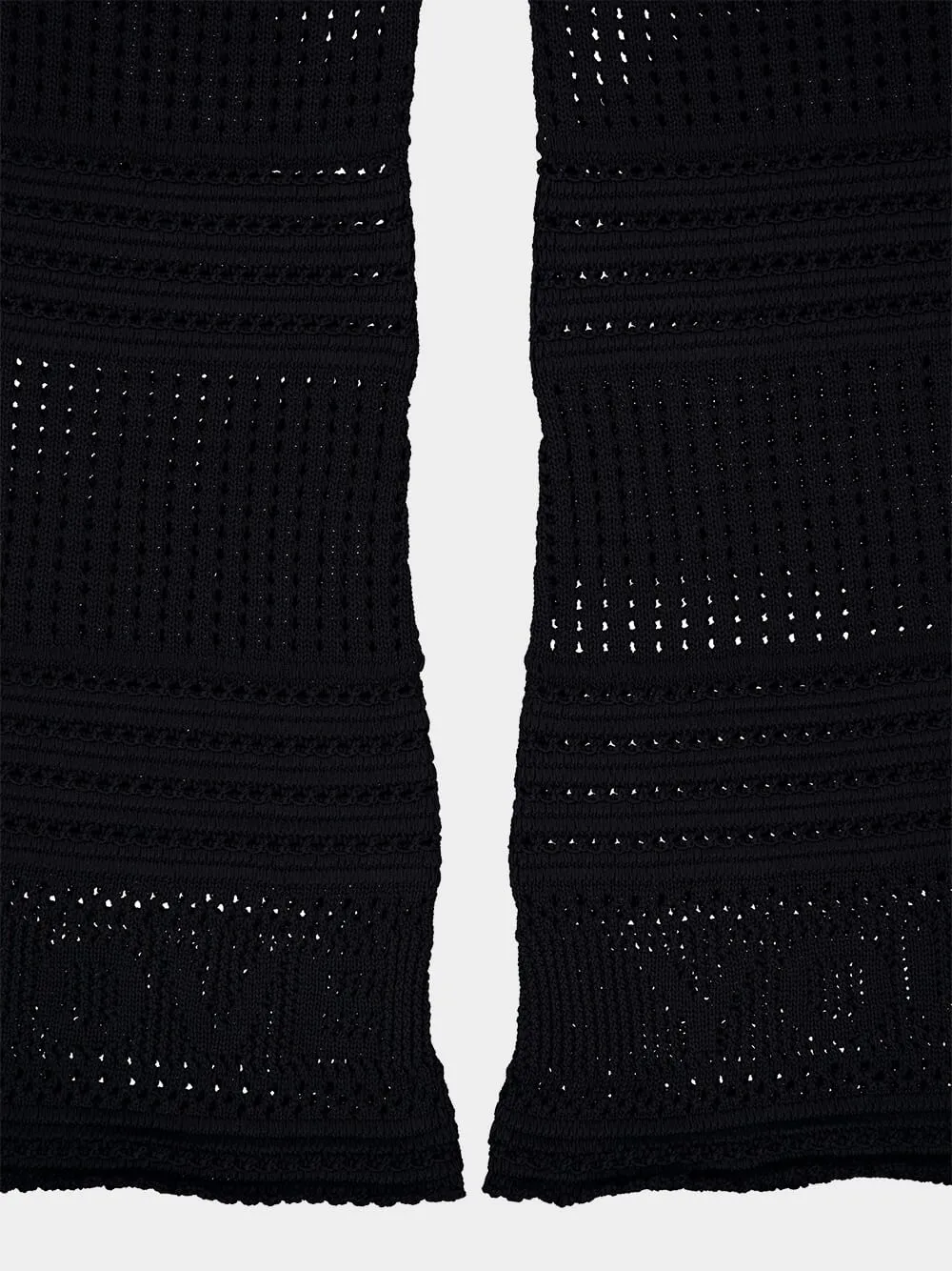 Black Knit Flared Trousers