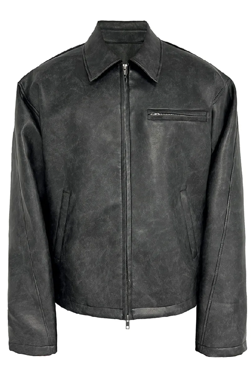 Black Mist Distressed Leather Jacket