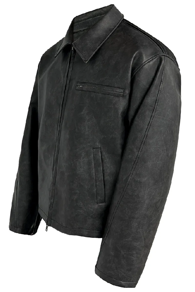 Black Mist Distressed Leather Jacket