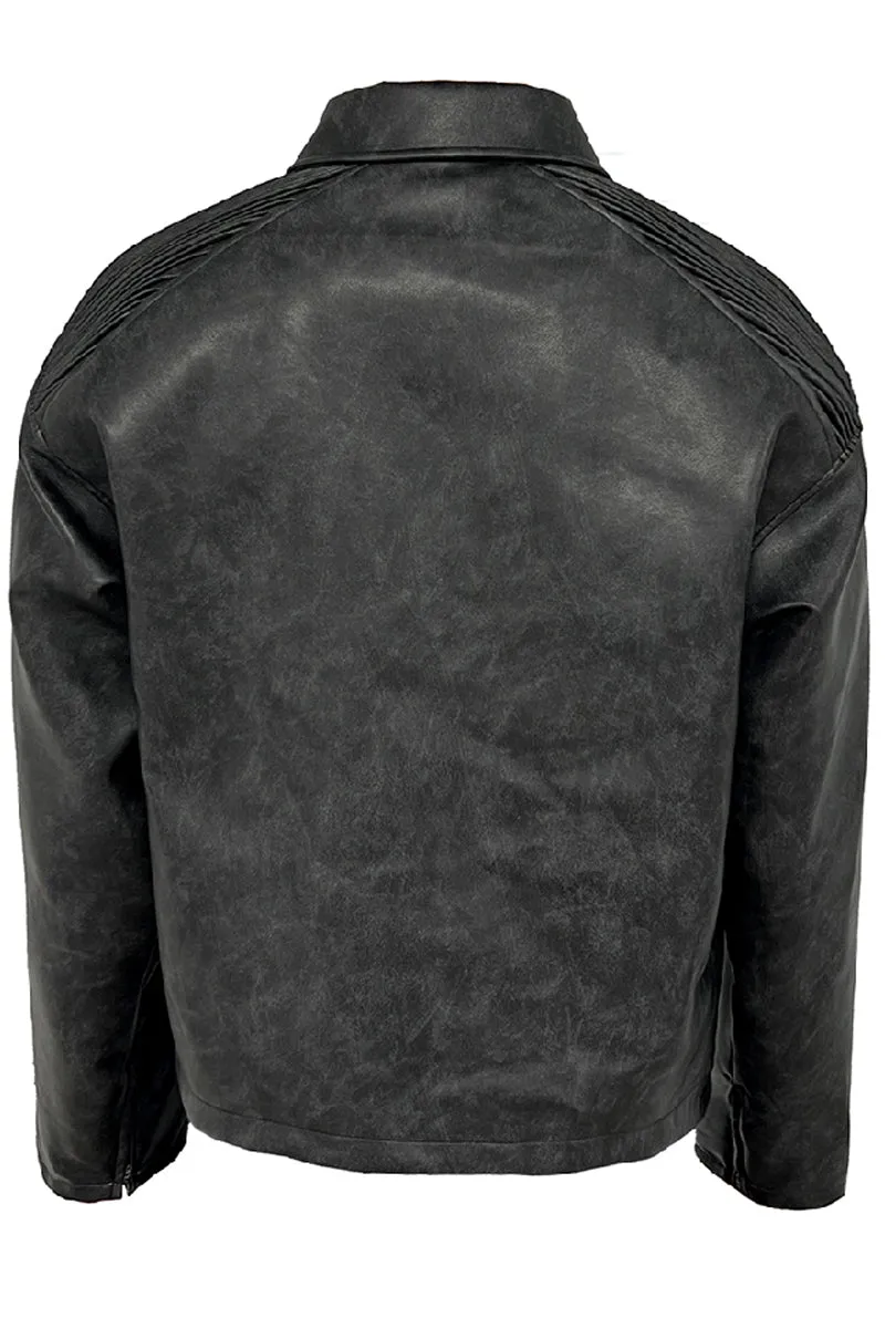 Black Mist Distressed Leather Jacket