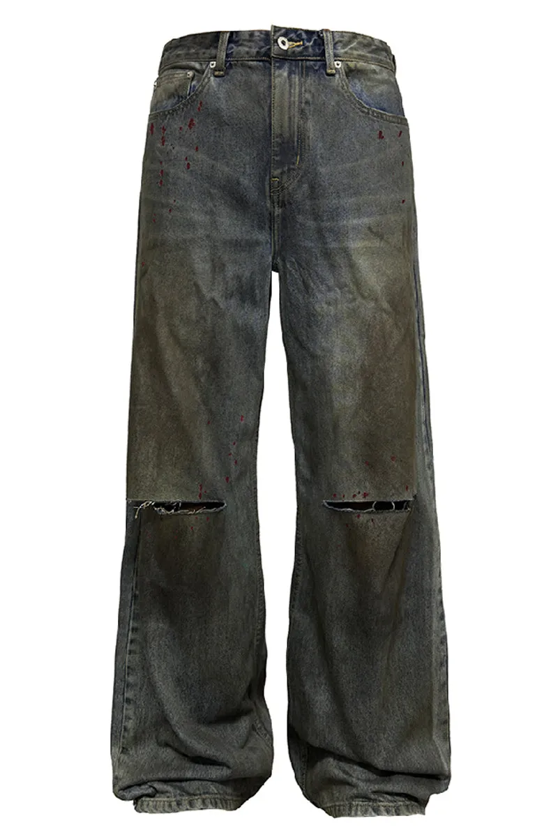 Bloodstain Distressed Splatter Jeans