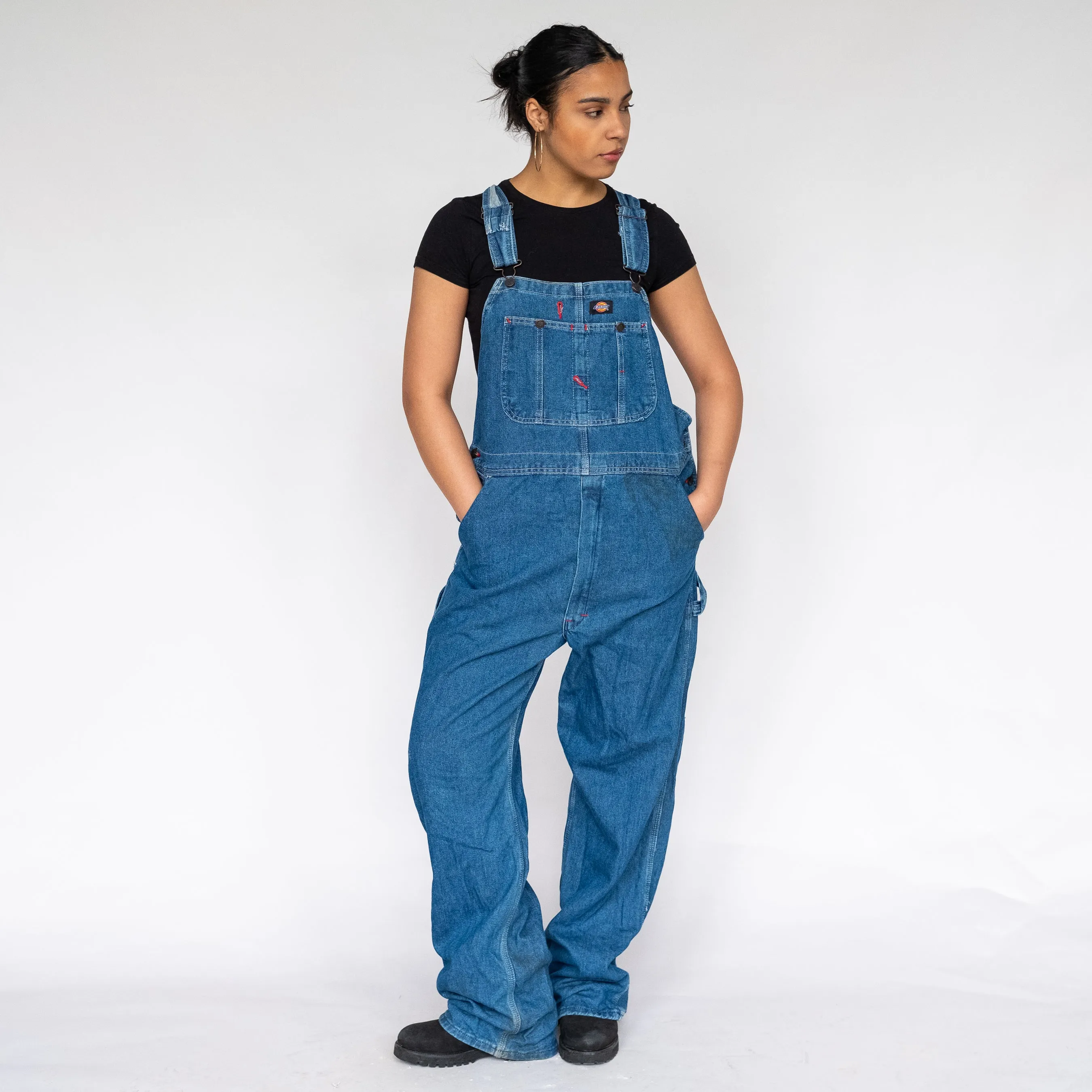 BLUE 90S DICKIES DENIM BAGGY DUNGAREES (