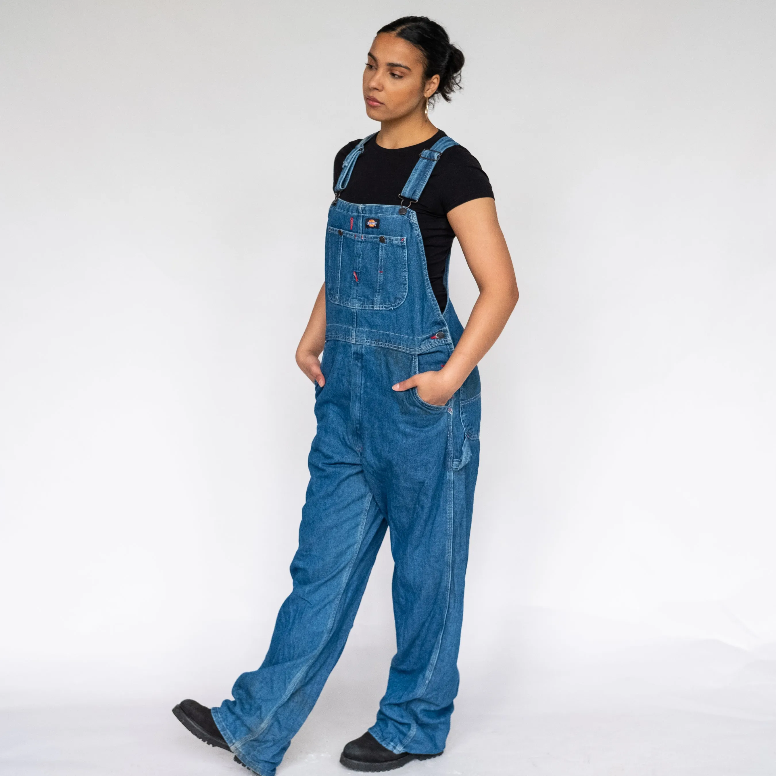 BLUE 90S DICKIES DENIM BAGGY DUNGAREES (