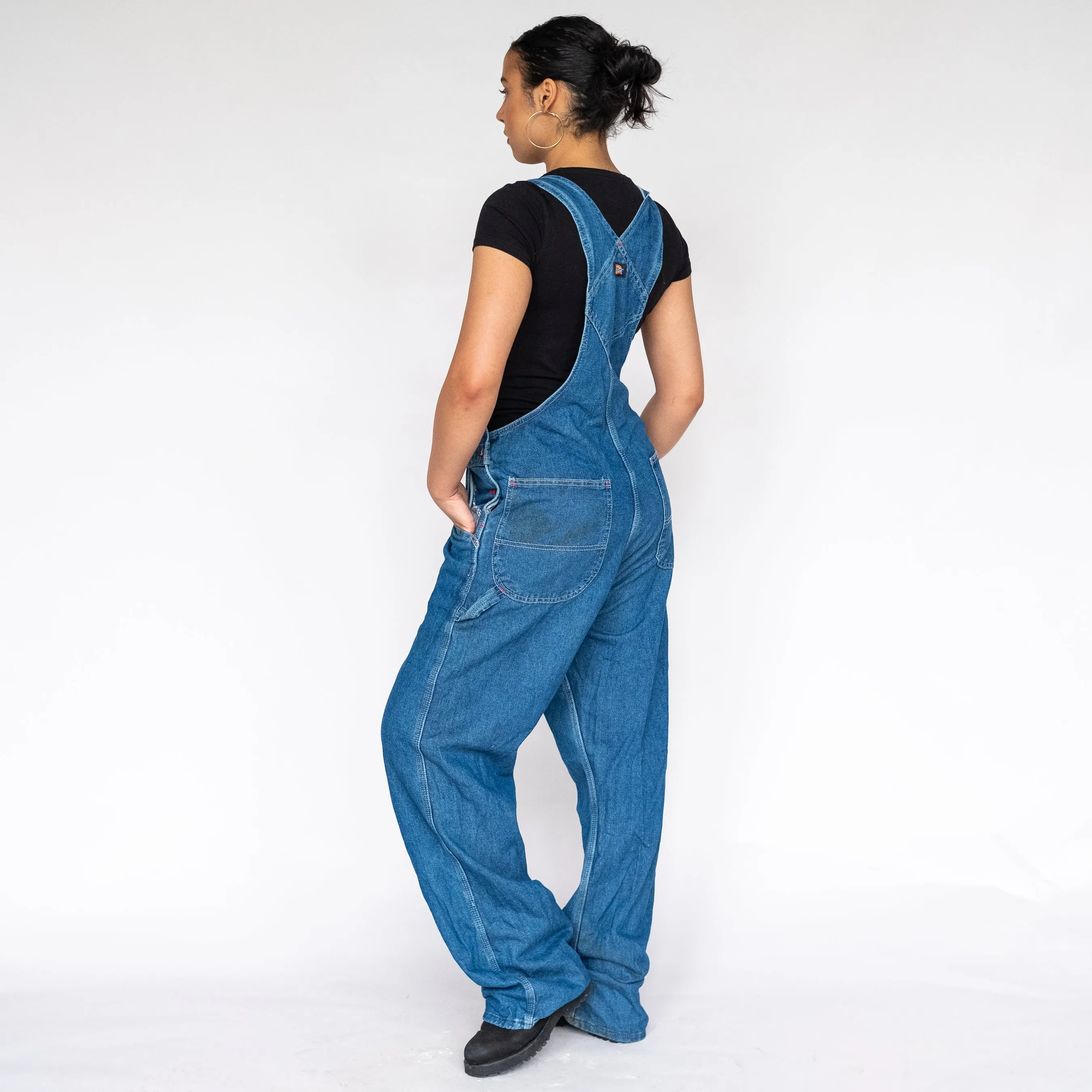 BLUE 90S DICKIES DENIM BAGGY DUNGAREES (