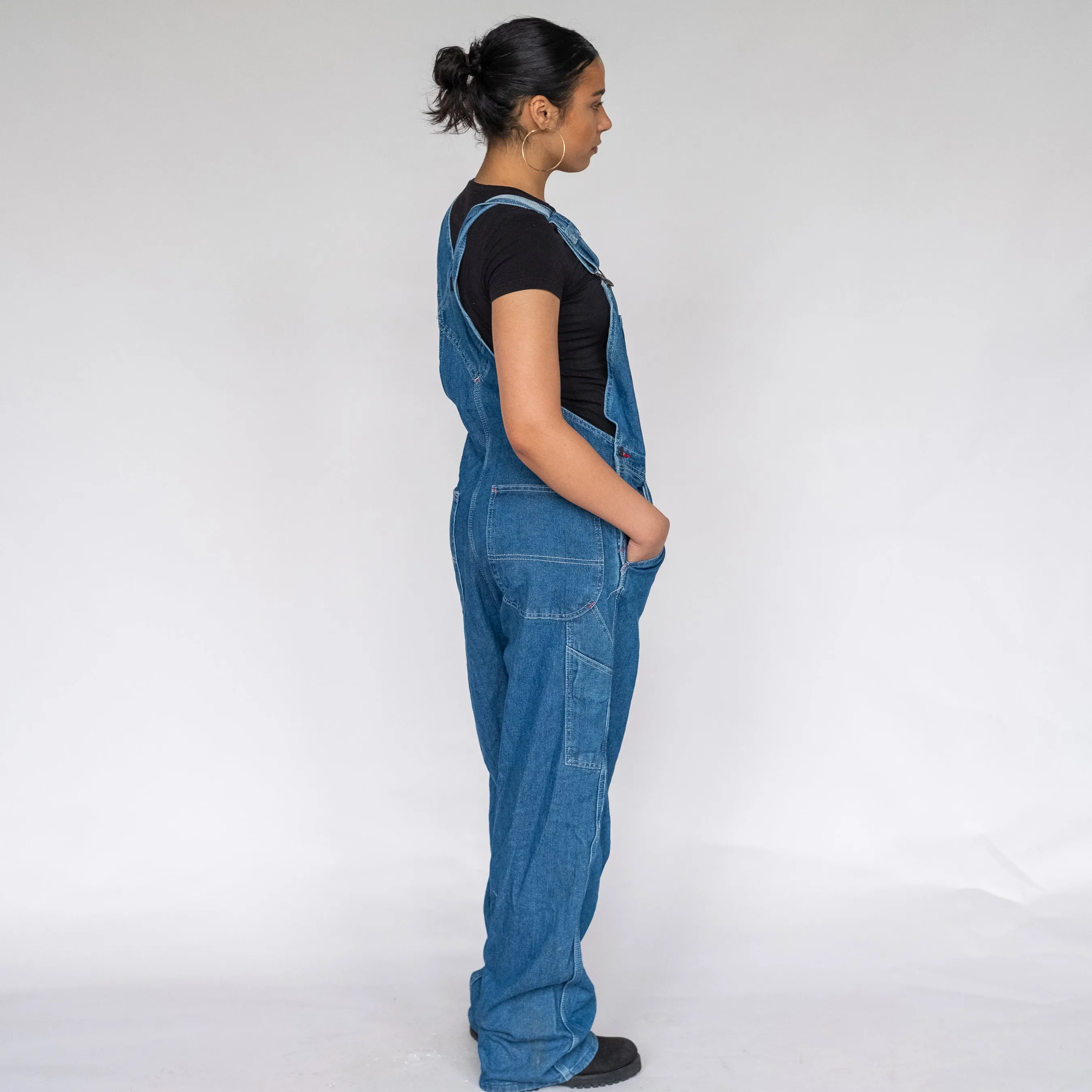 BLUE 90S DICKIES DENIM BAGGY DUNGAREES (