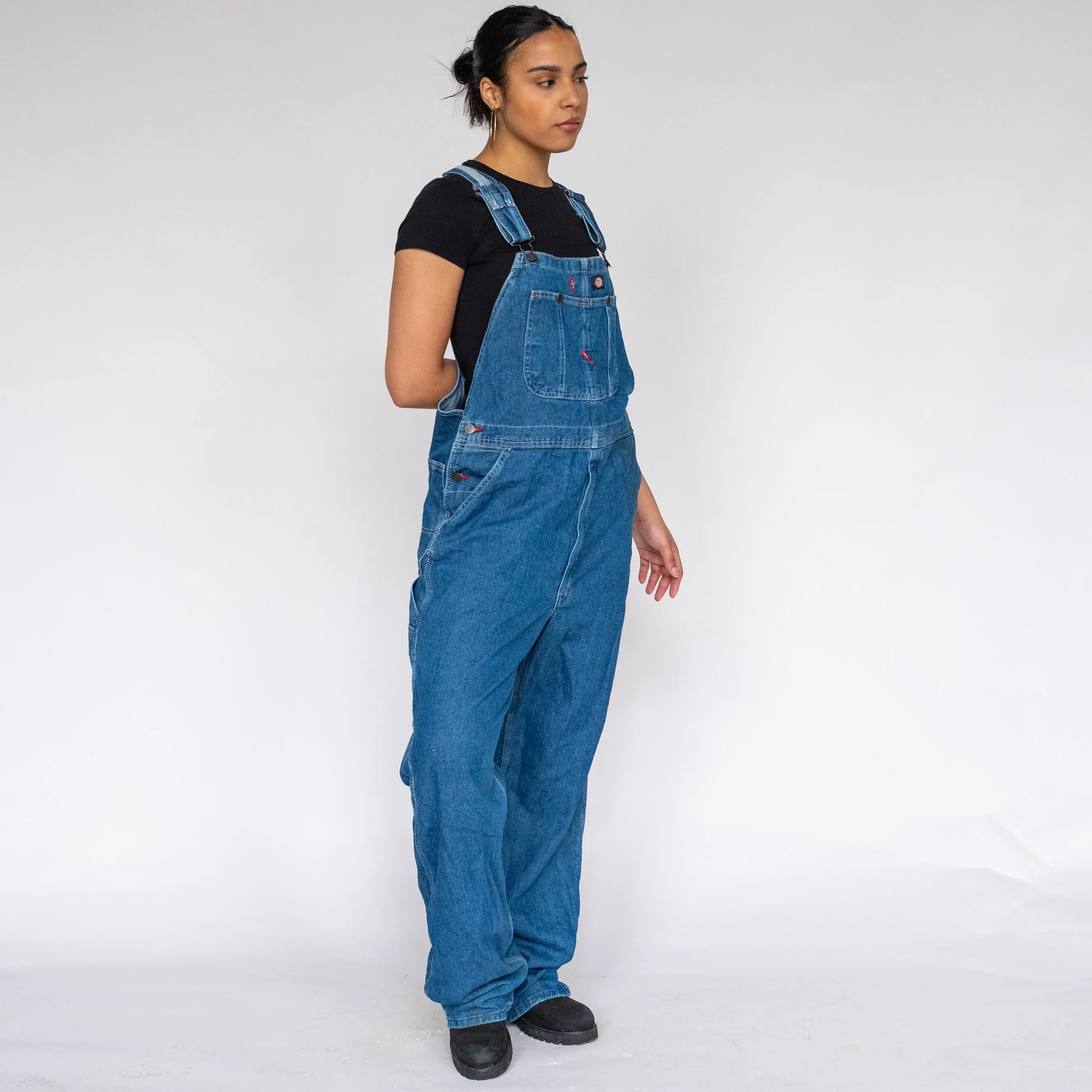 BLUE 90S DICKIES DENIM BAGGY DUNGAREES (