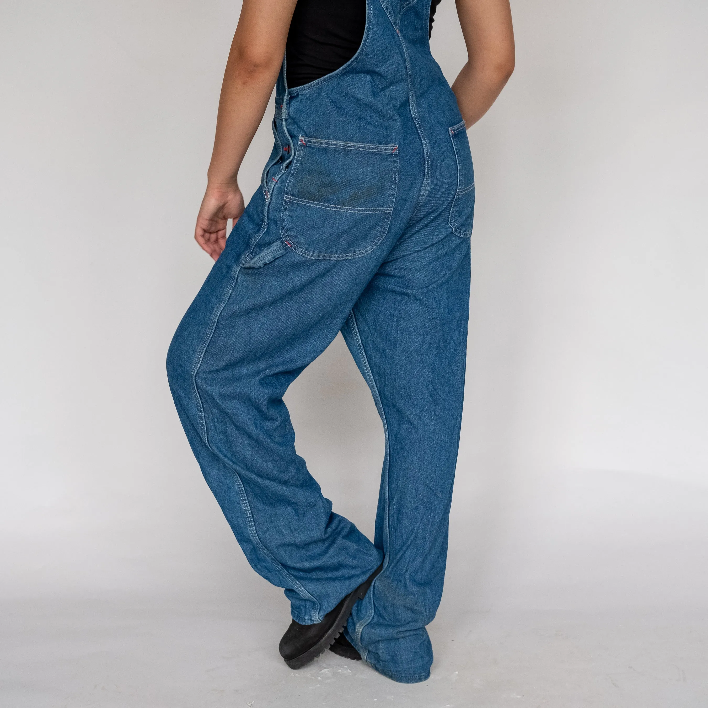 BLUE 90S DICKIES DENIM BAGGY DUNGAREES (