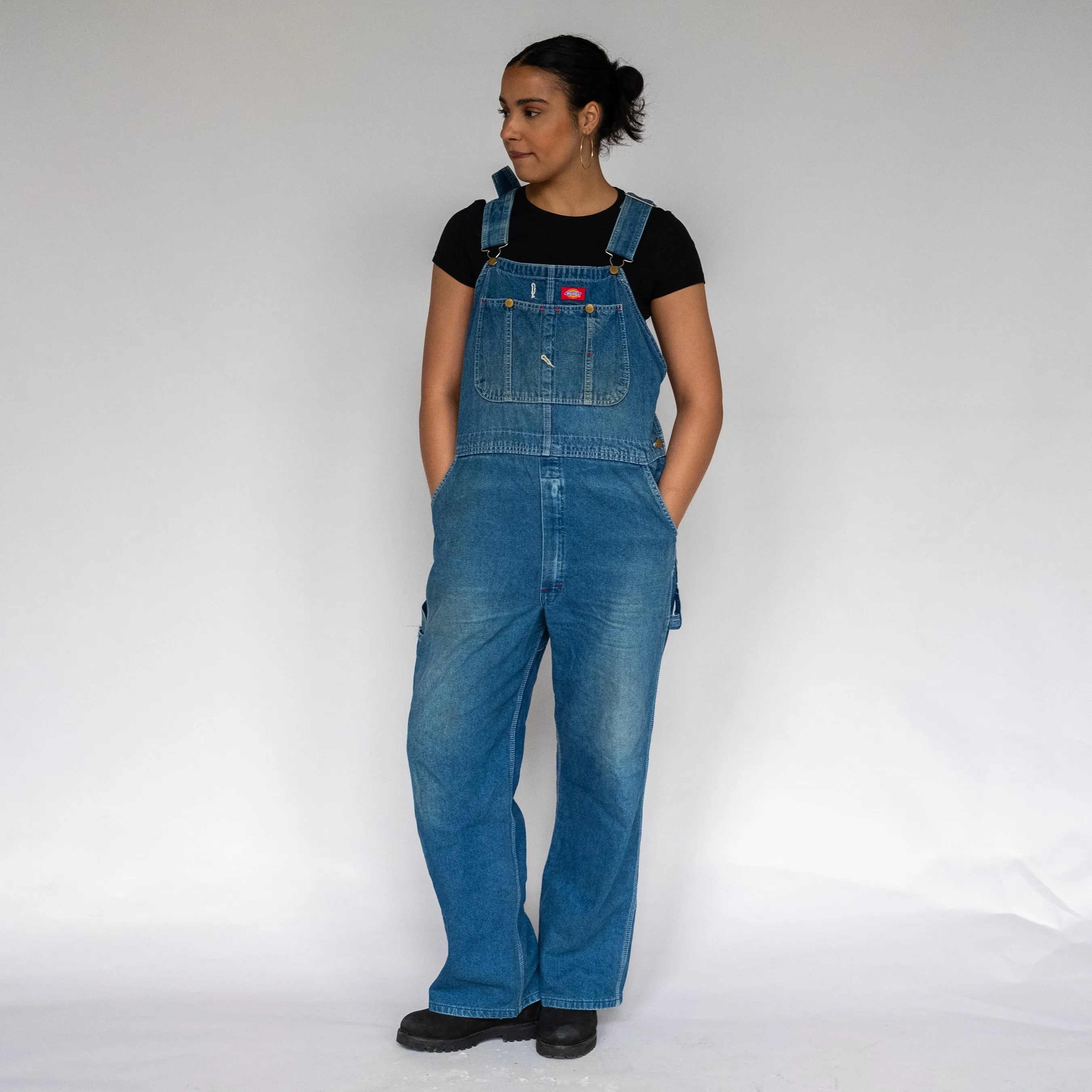 Blue 90s Dickies Denim Baggy Dungarees (XL)