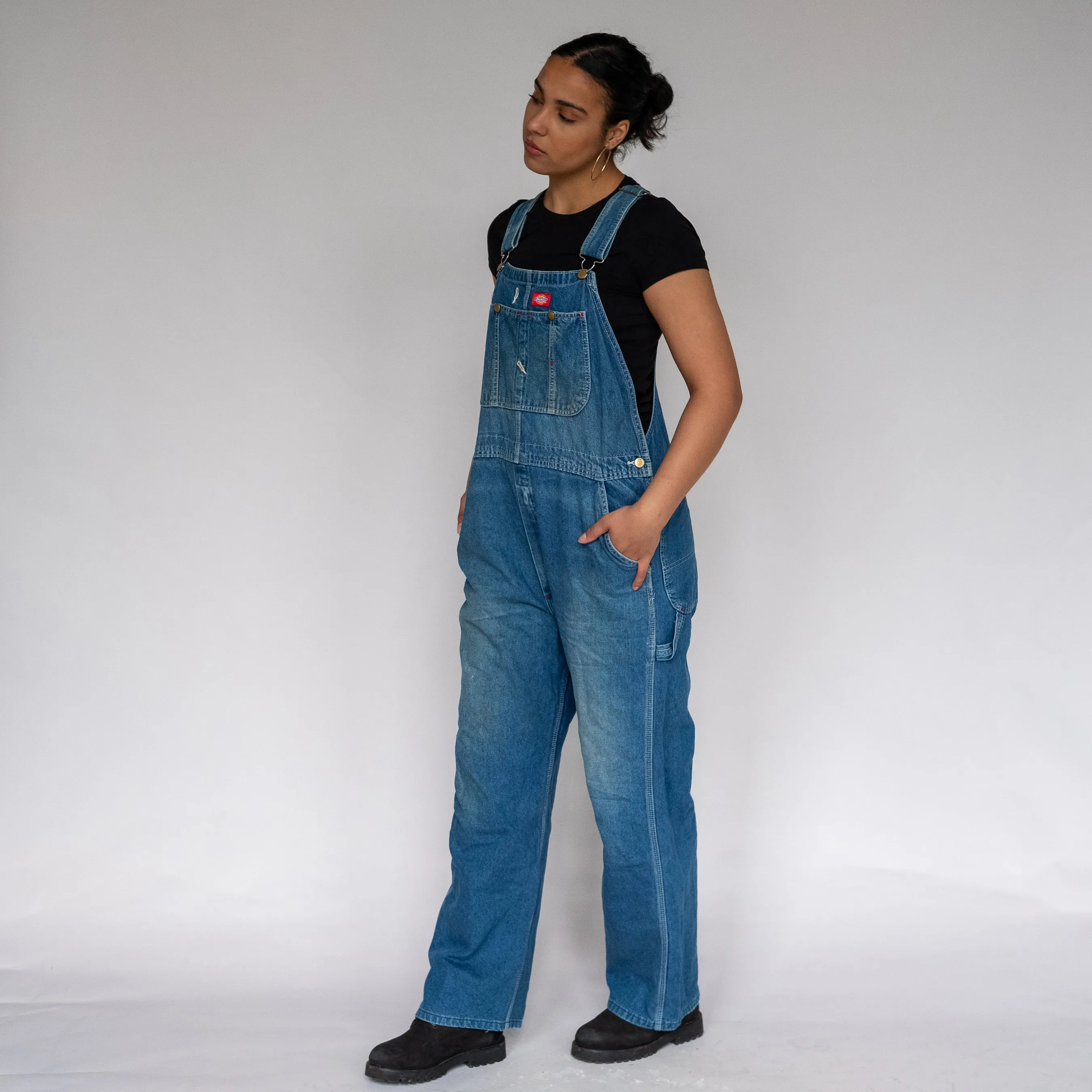 Blue 90s Dickies Denim Baggy Dungarees (XL)