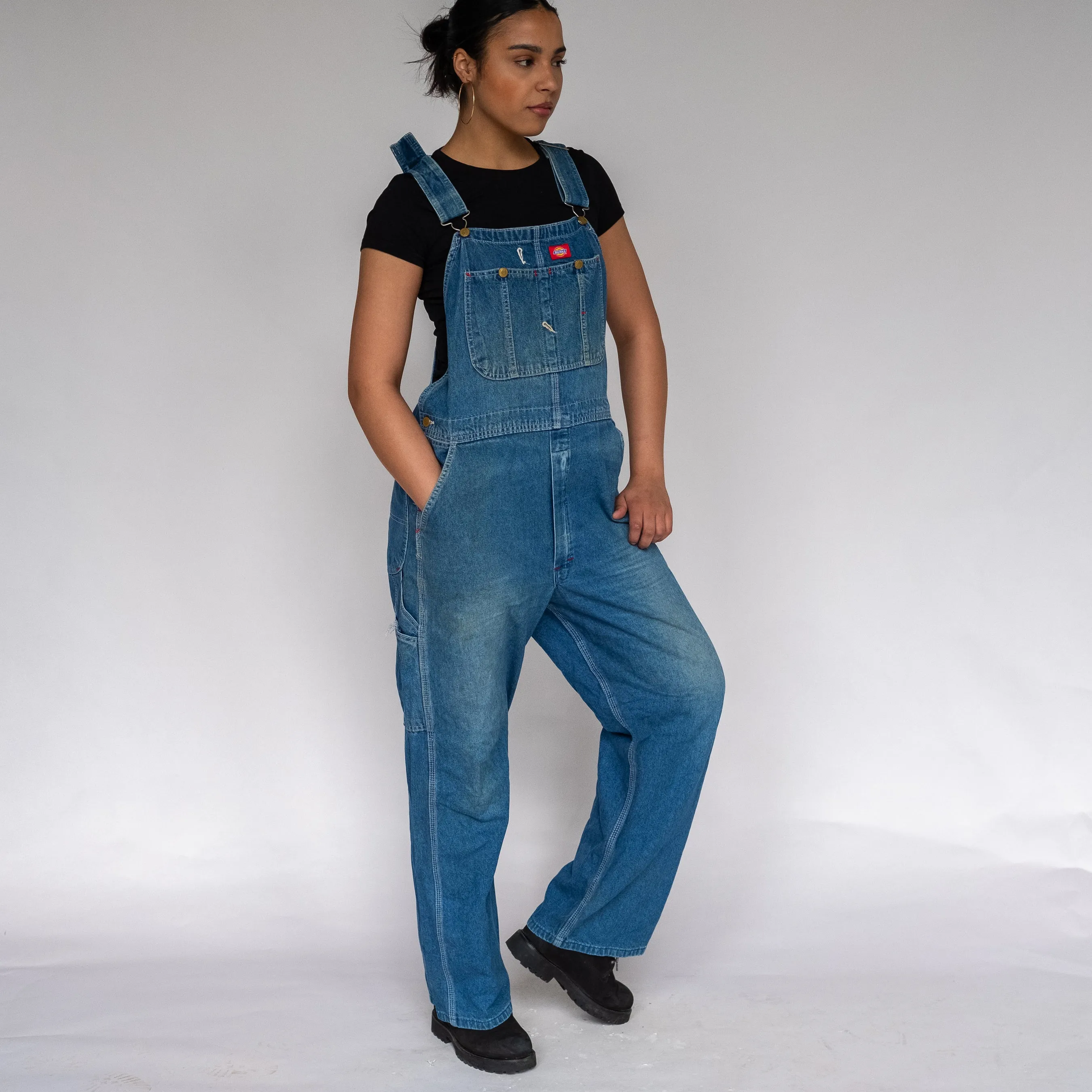 Blue 90s Dickies Denim Baggy Dungarees (XL)