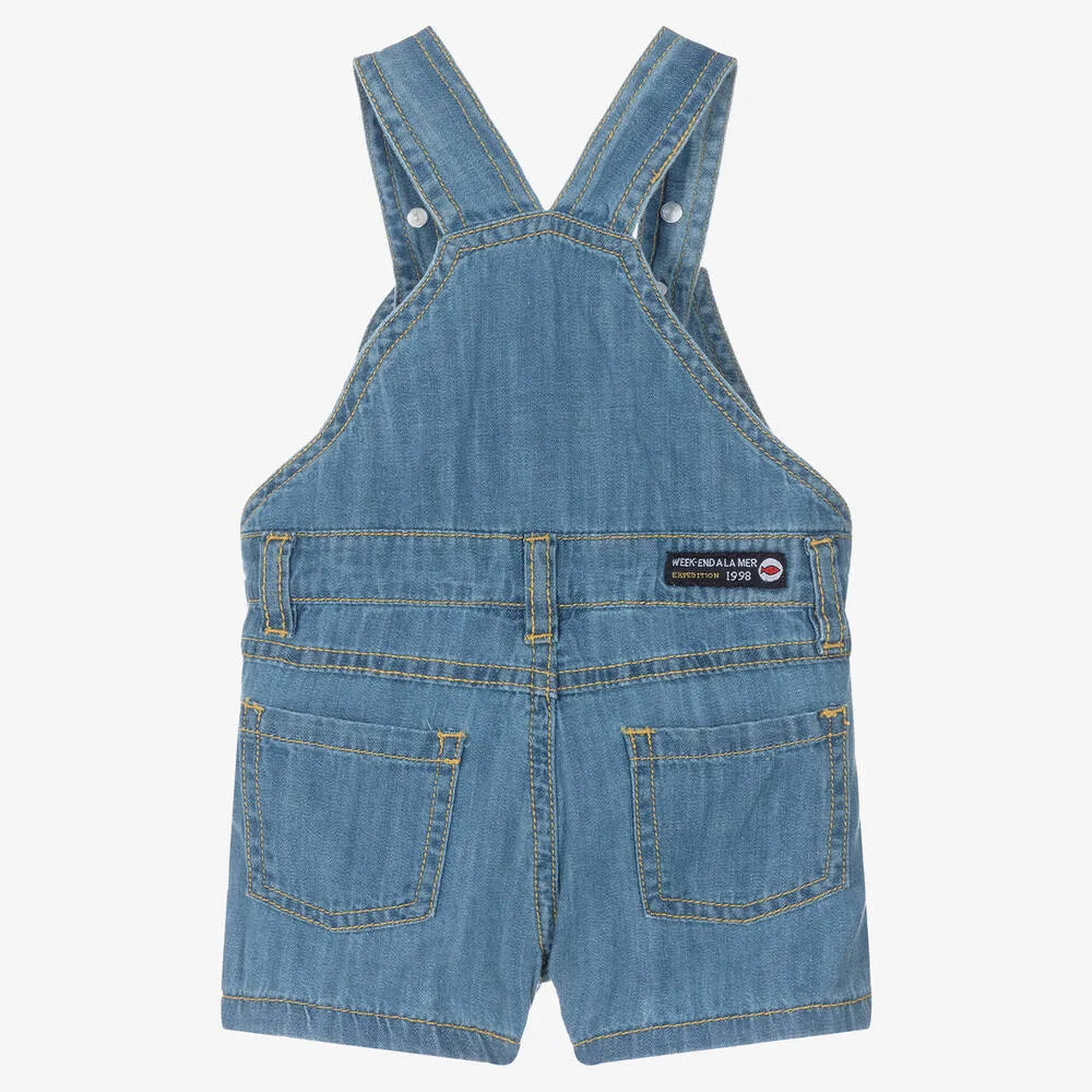 Blue Cotton Denim Baby Dungarees