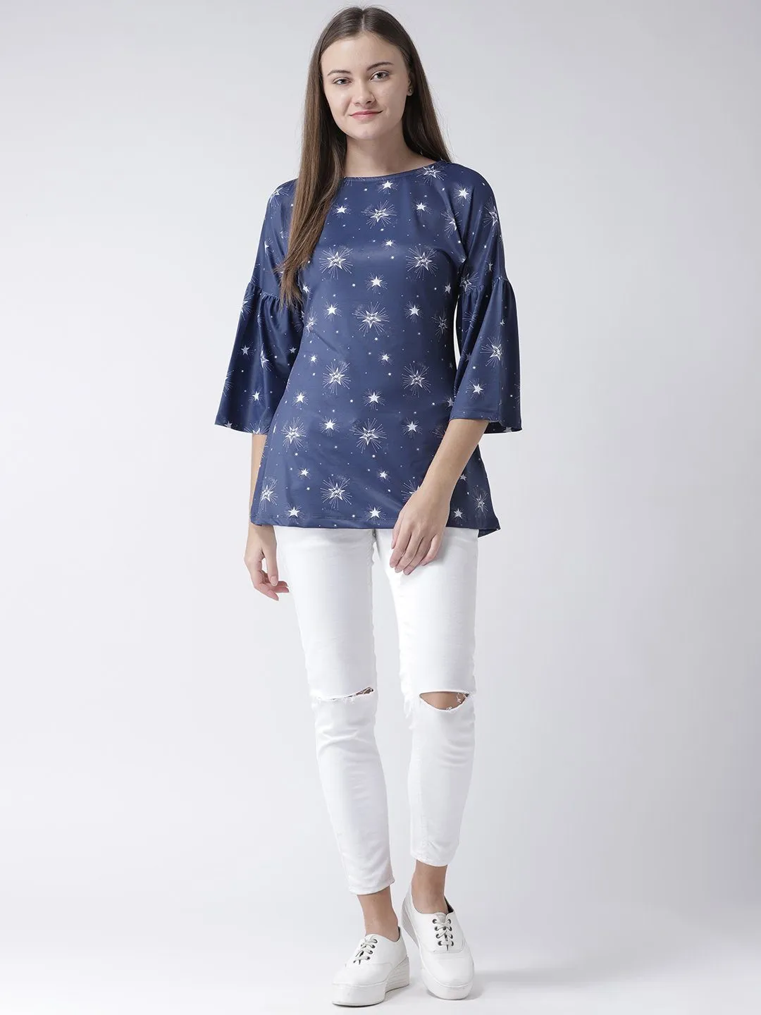 Blue Star Printed Flared Tunic